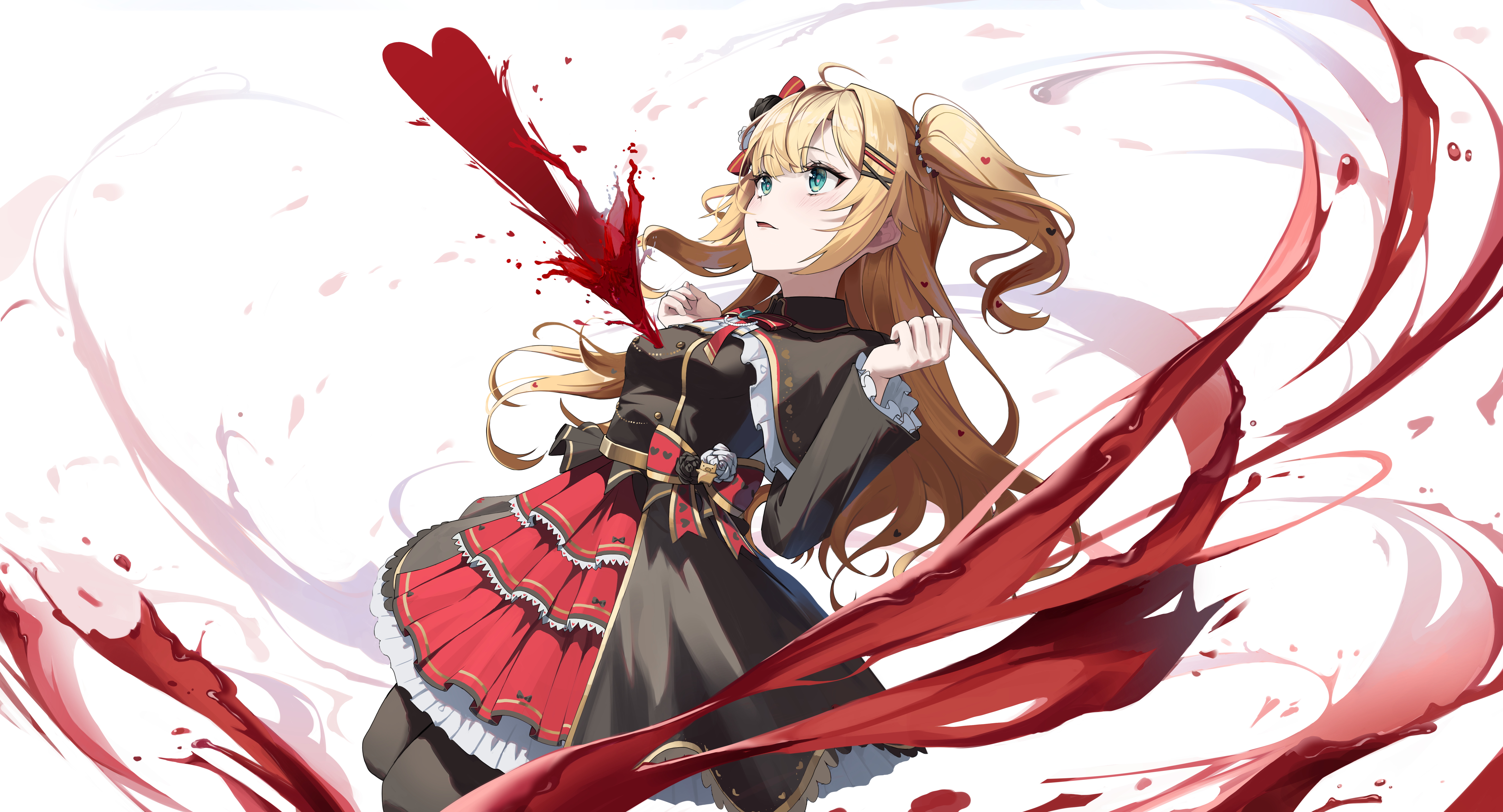 4K Akai Haato with Blood Splatter HD Wallpaper