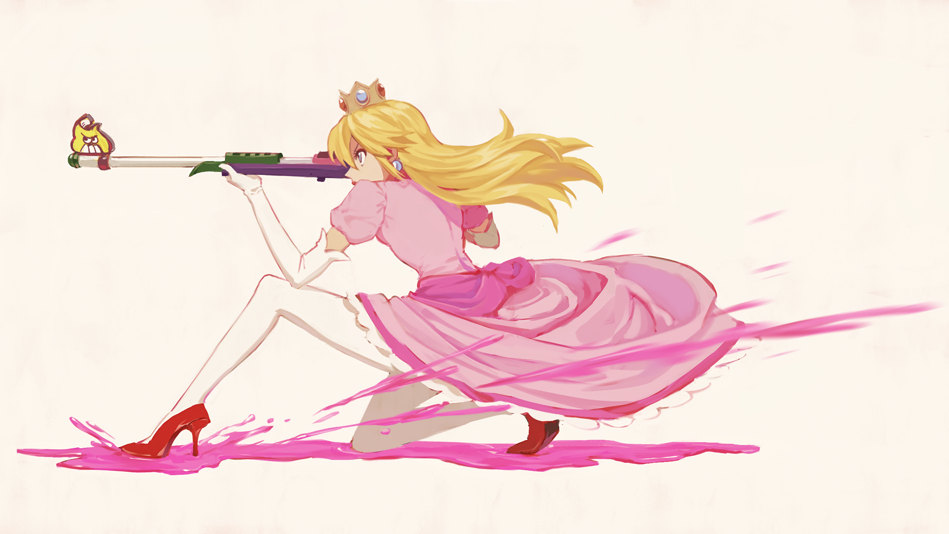 Princess Peach with a sniper rifle HD Wallpaper