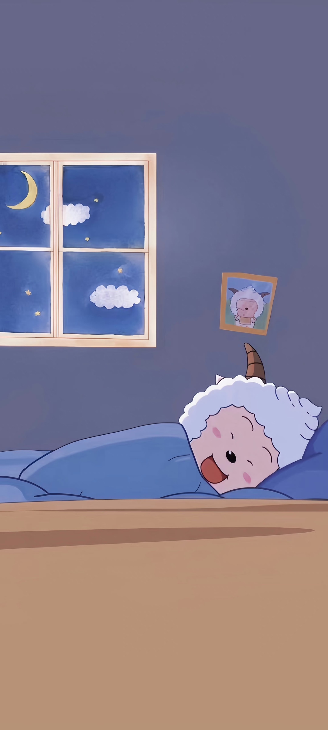 Lazy Sheep sleeping in bed at night HD Phone Wallpaper