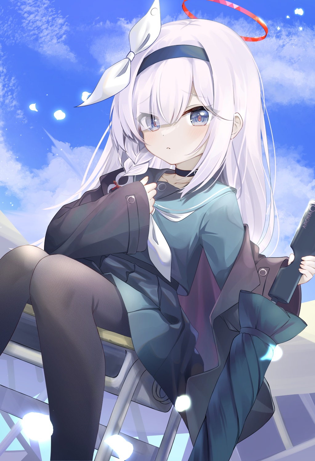 Plana from Blue Archive with a halo and rifle HD Phone Wallpaper