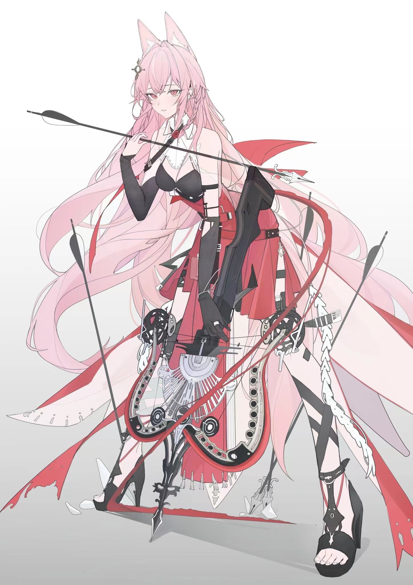 Pozyomka from Arknights with pink hair and wolf ears HD Phone Wallpaper