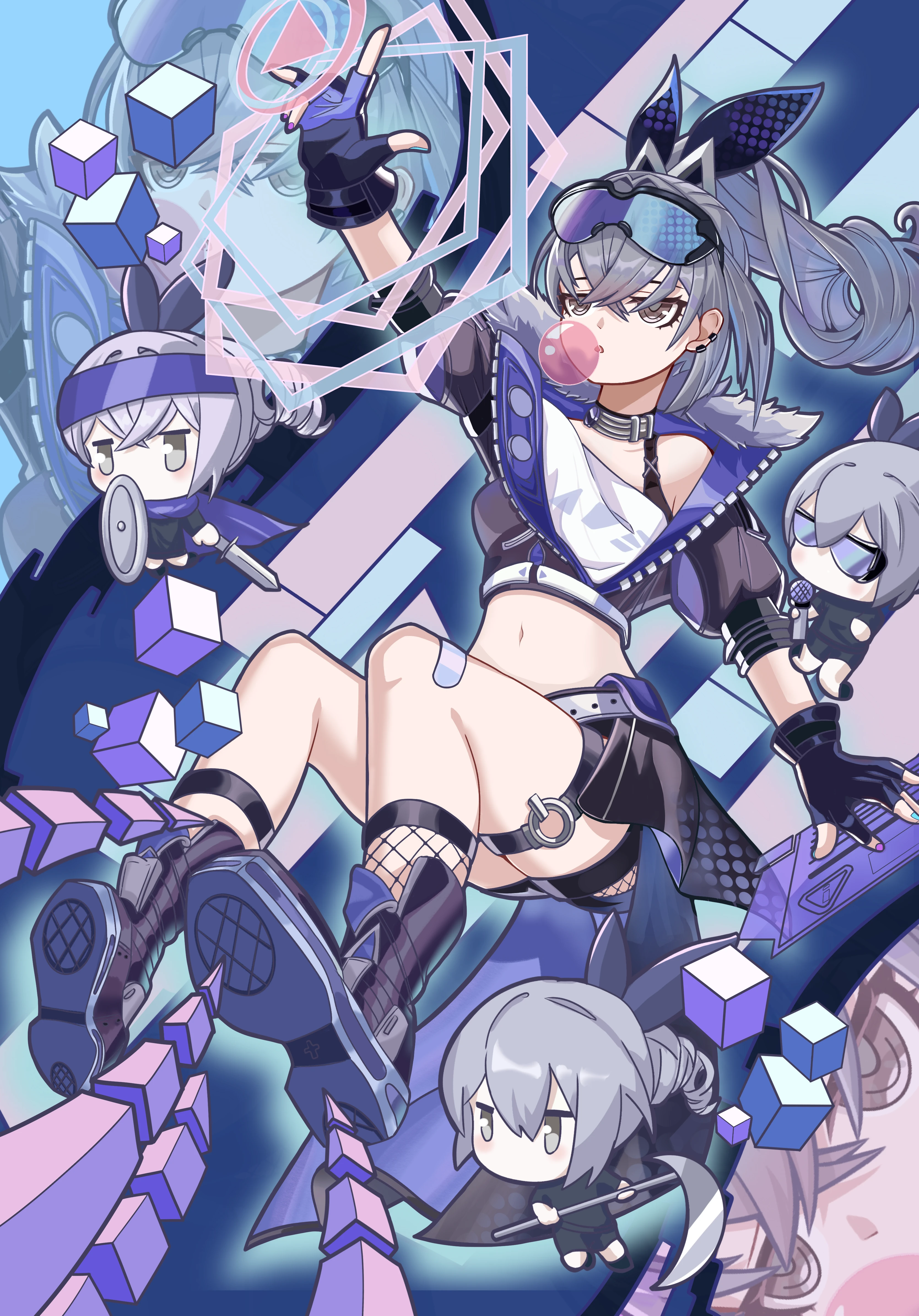 Silver Wolf from Honkai: Star Rail chewing bubble gum HD Phone Wallpaper