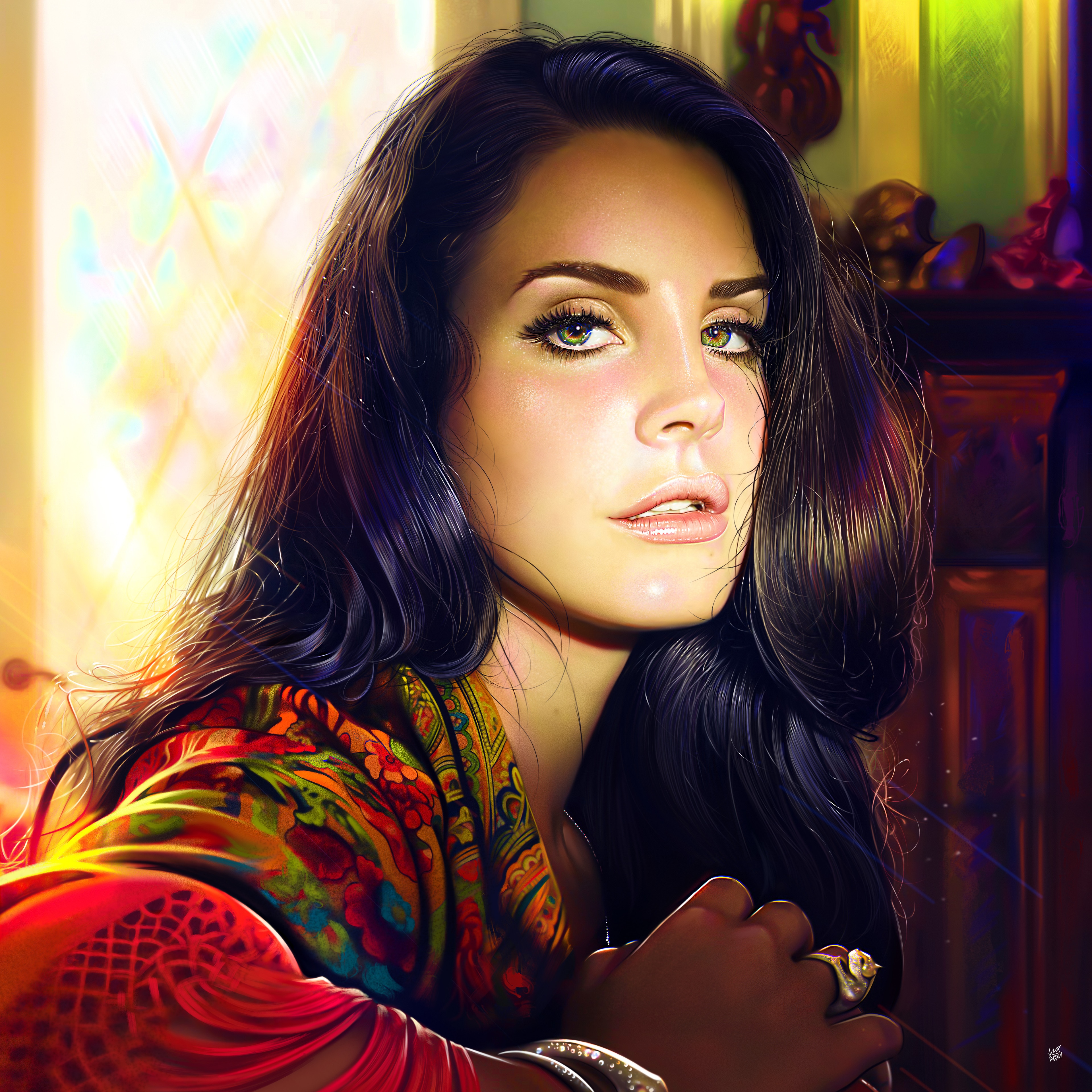 4K portrait of Lana Del Rey with dark hair HD Wallpaper