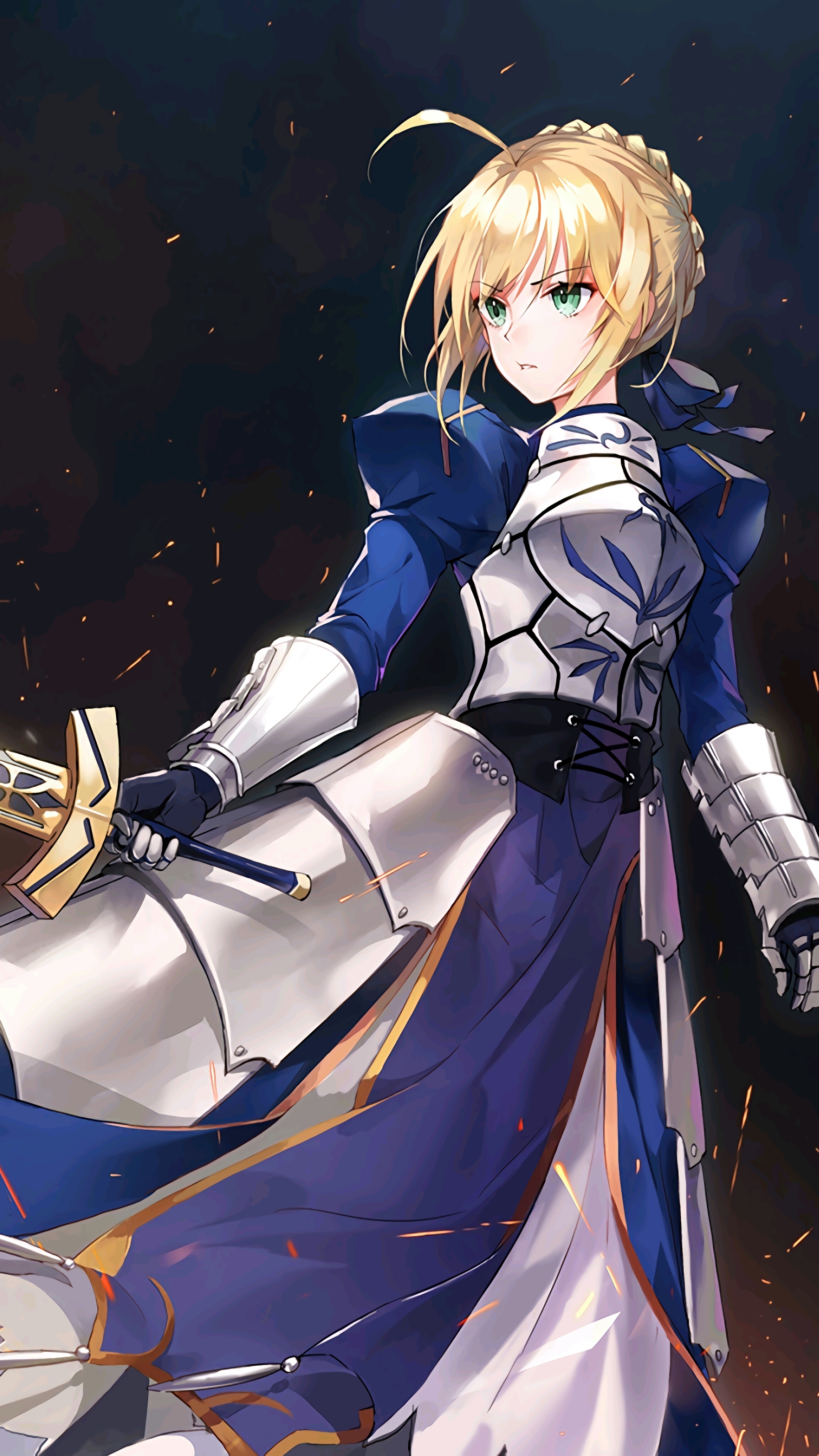 Saber from Fate series holding a sword HD Phone Wallpaper