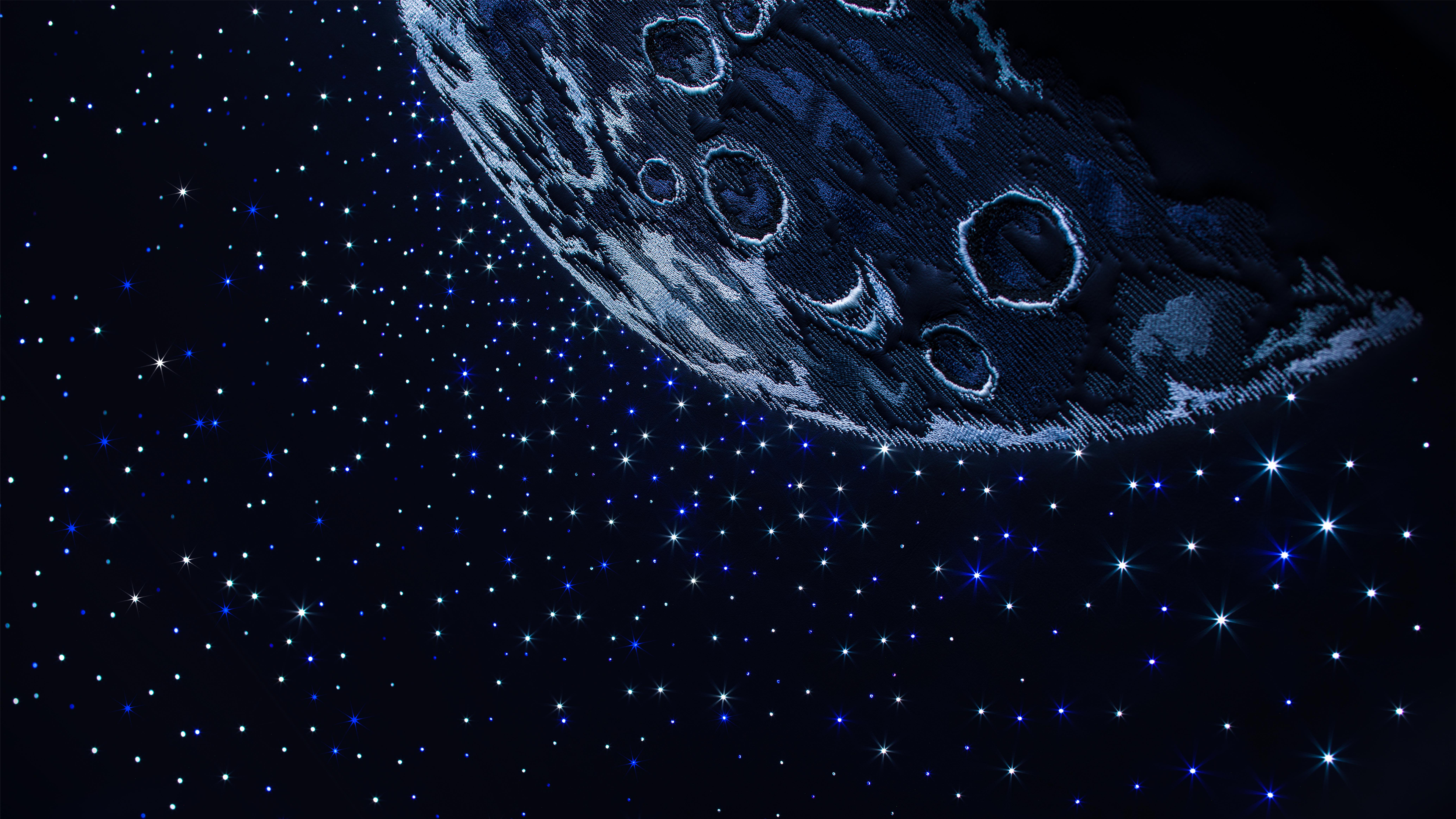 4K Space Art with Moon and Stars HD Wallpaper