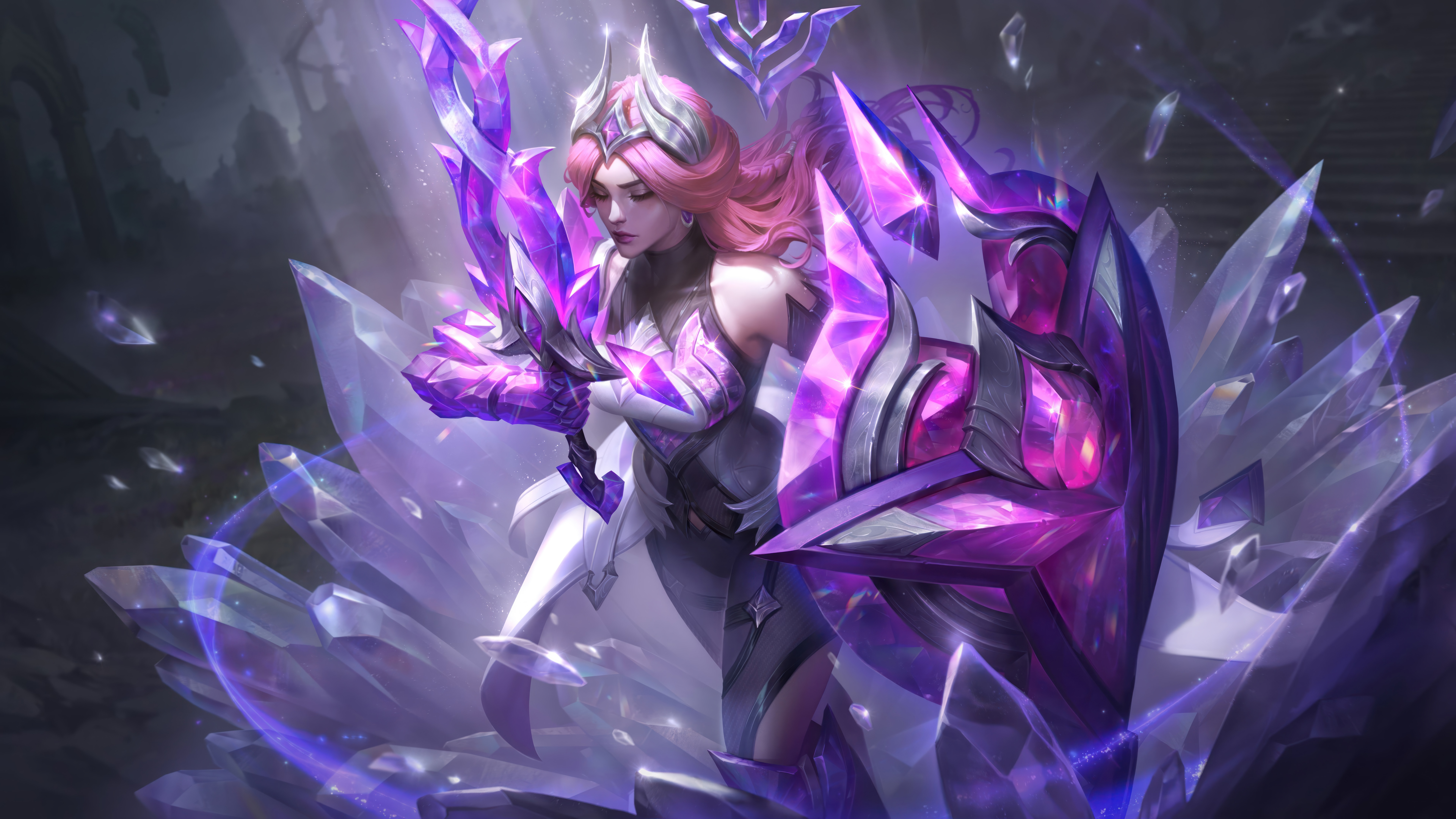 Leona with Crystal Sword and Shield in League of Legends HD Wallpaper