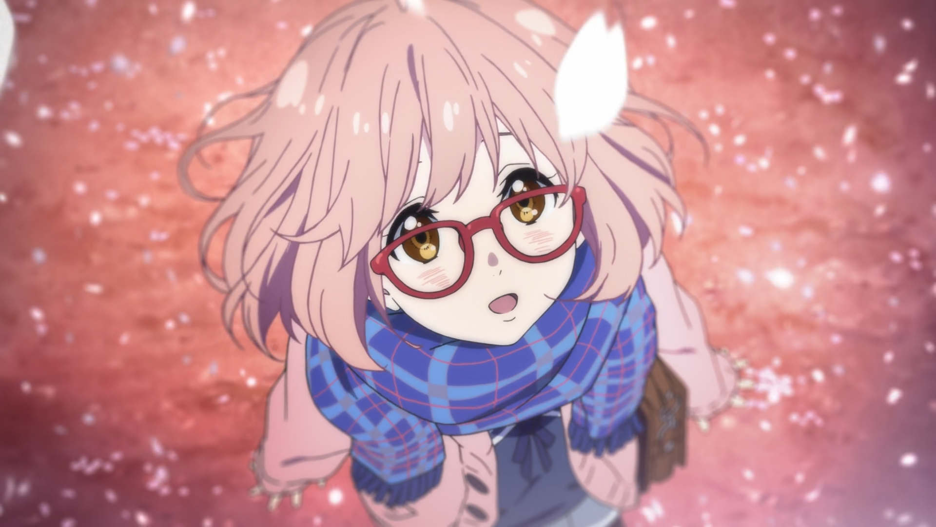 Kuriyama Mirai from Kyoukai no Kanata with petals and scarf HD Wallpaper