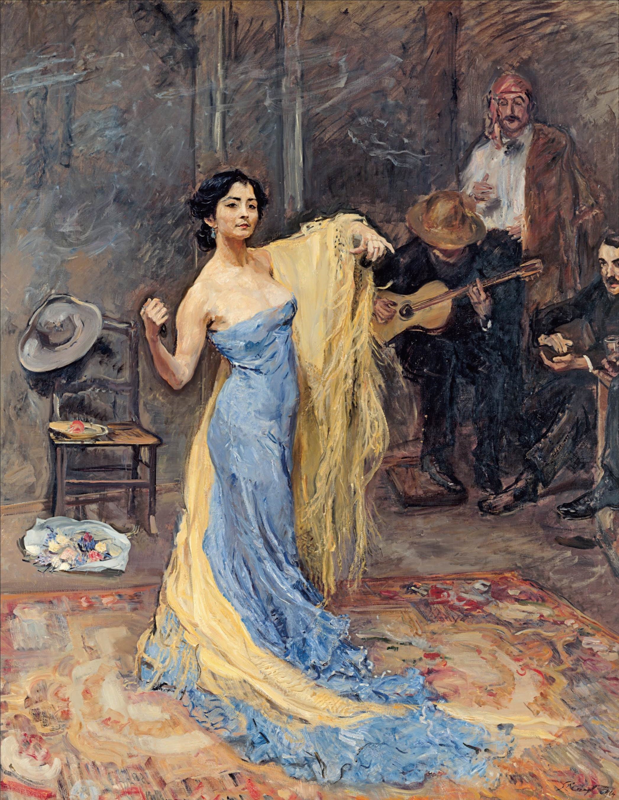 Flamenco dancer with musicians by Max Slevogt HD Phone Wallpaper
