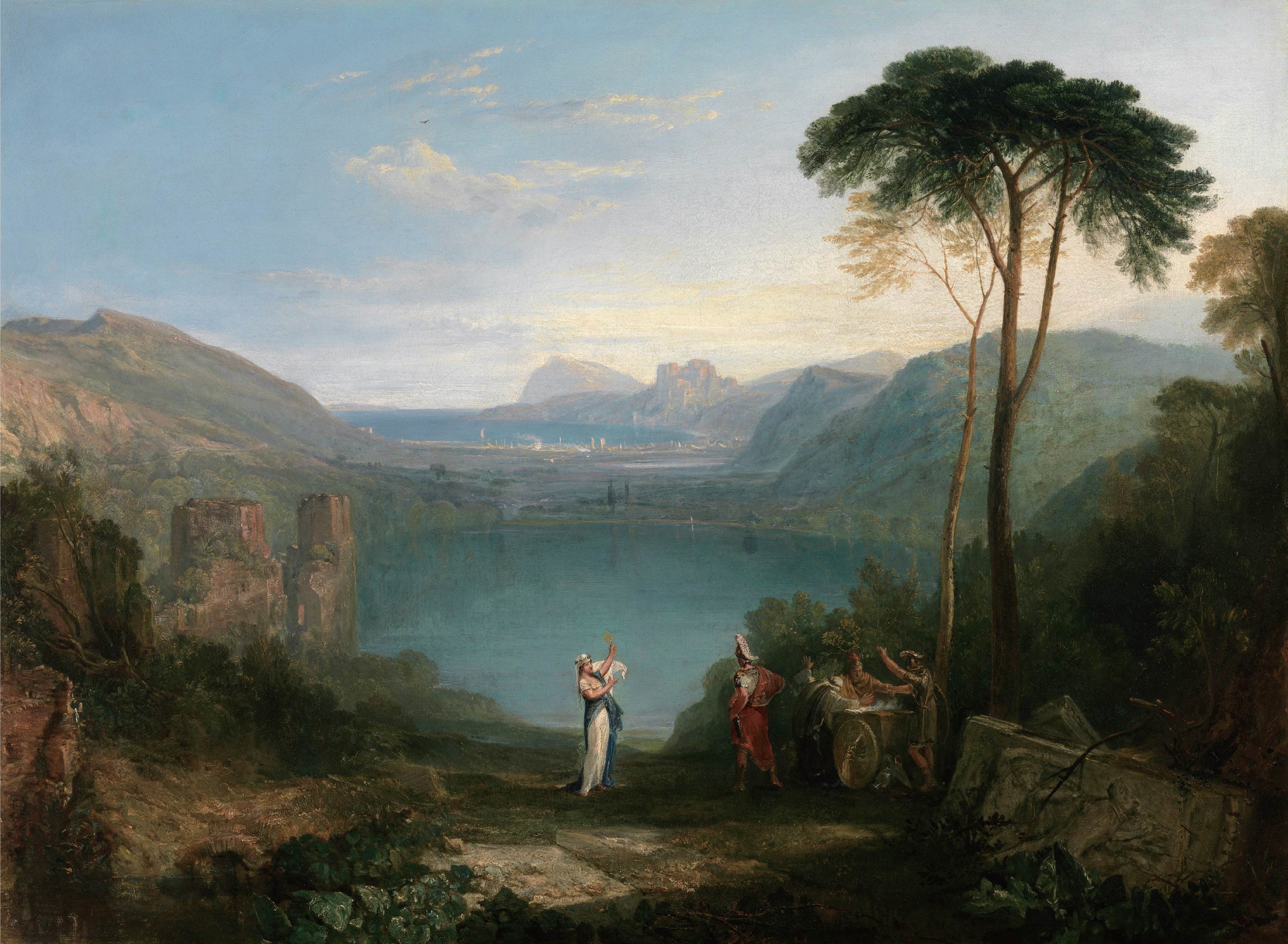 J. M. W. Turner's Landscape with Lake and Mountains HD Wallpaper