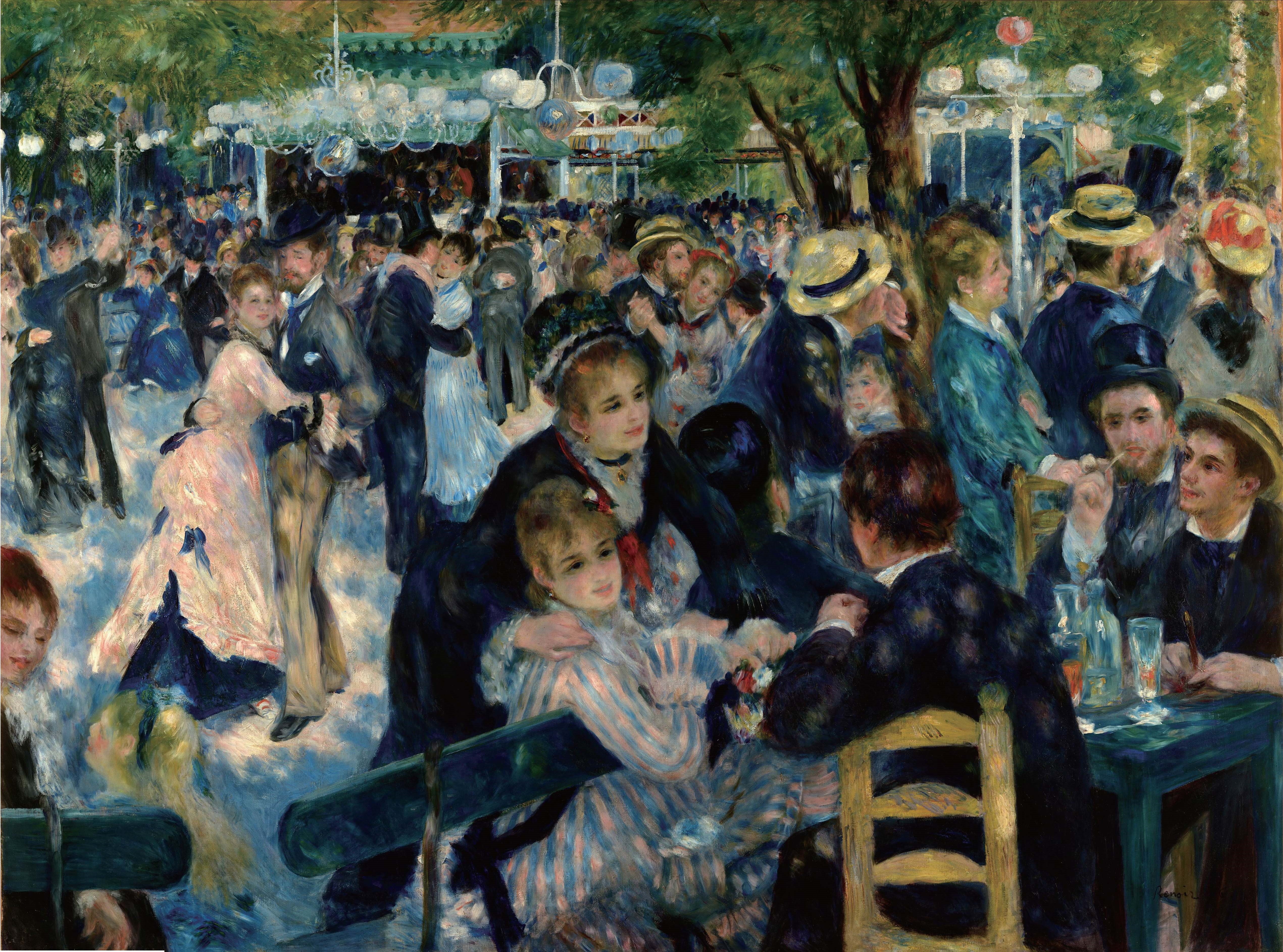 Bal du moulin de la Galette by Auguste Renoir HD Wallpaper