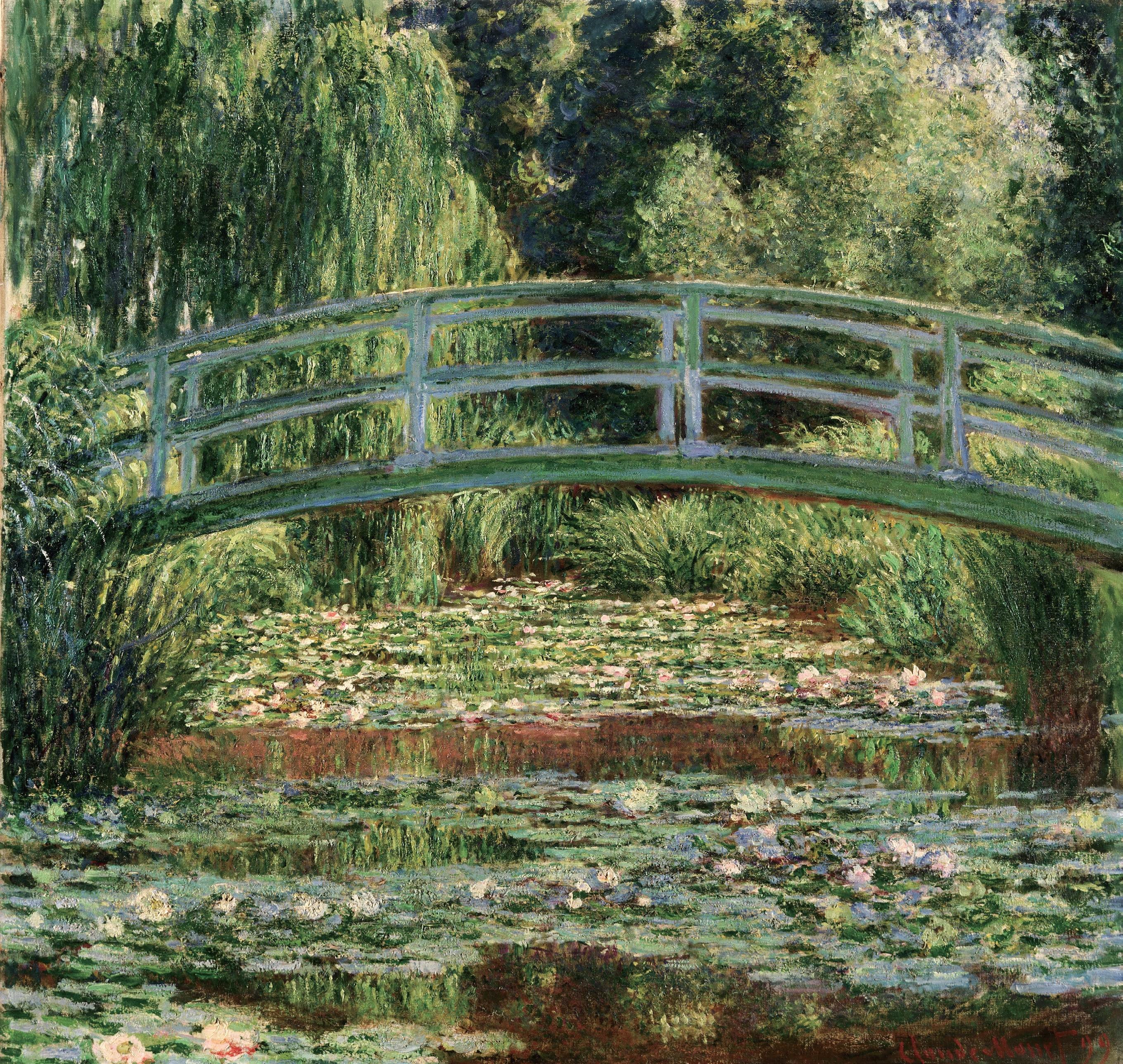 The Japanese Footbridge by Claude Monet HD Wallpaper