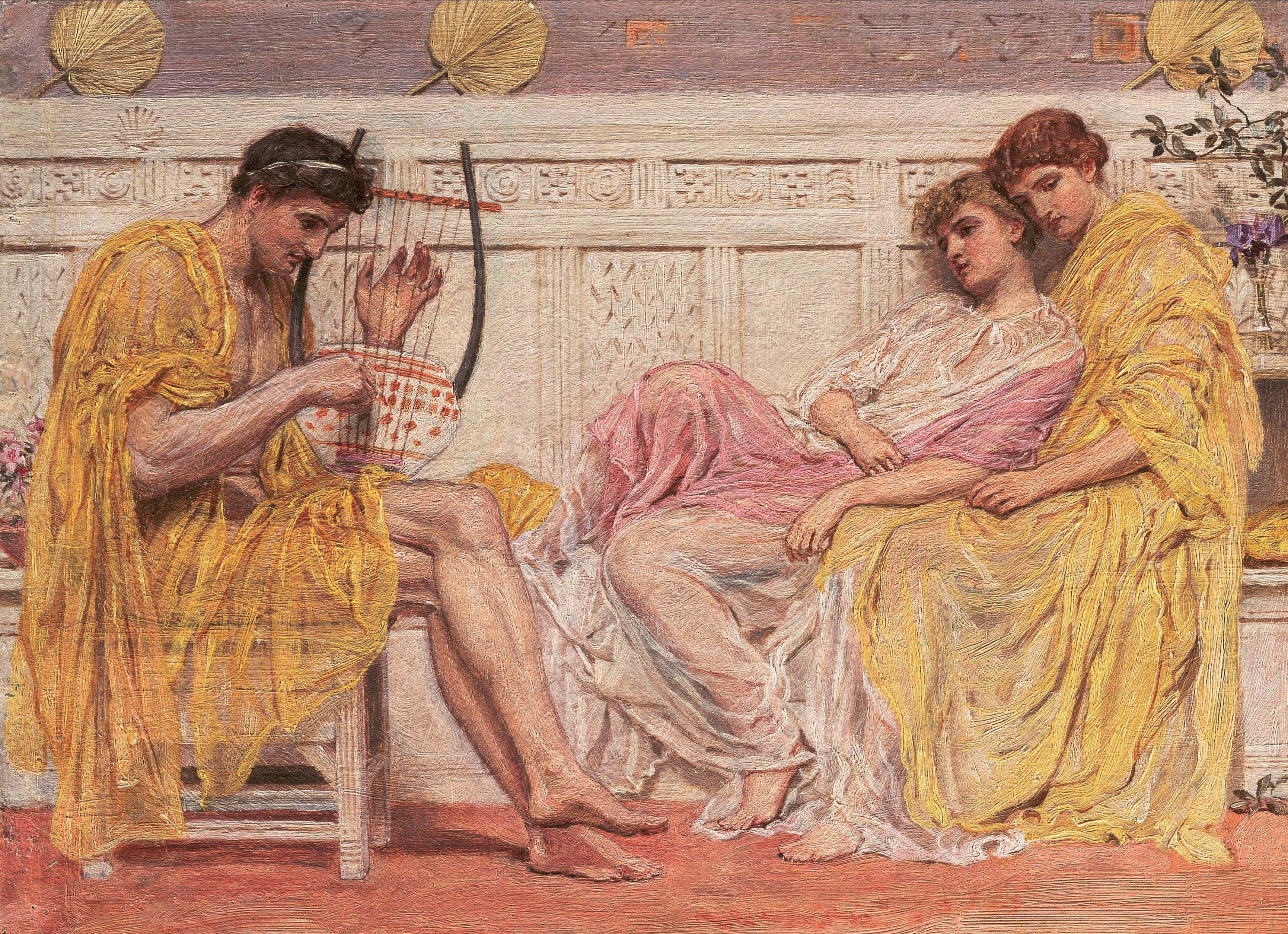 Albert Joseph Moore's Oil Painting of Musicians and Listeners HD Wallpaper
