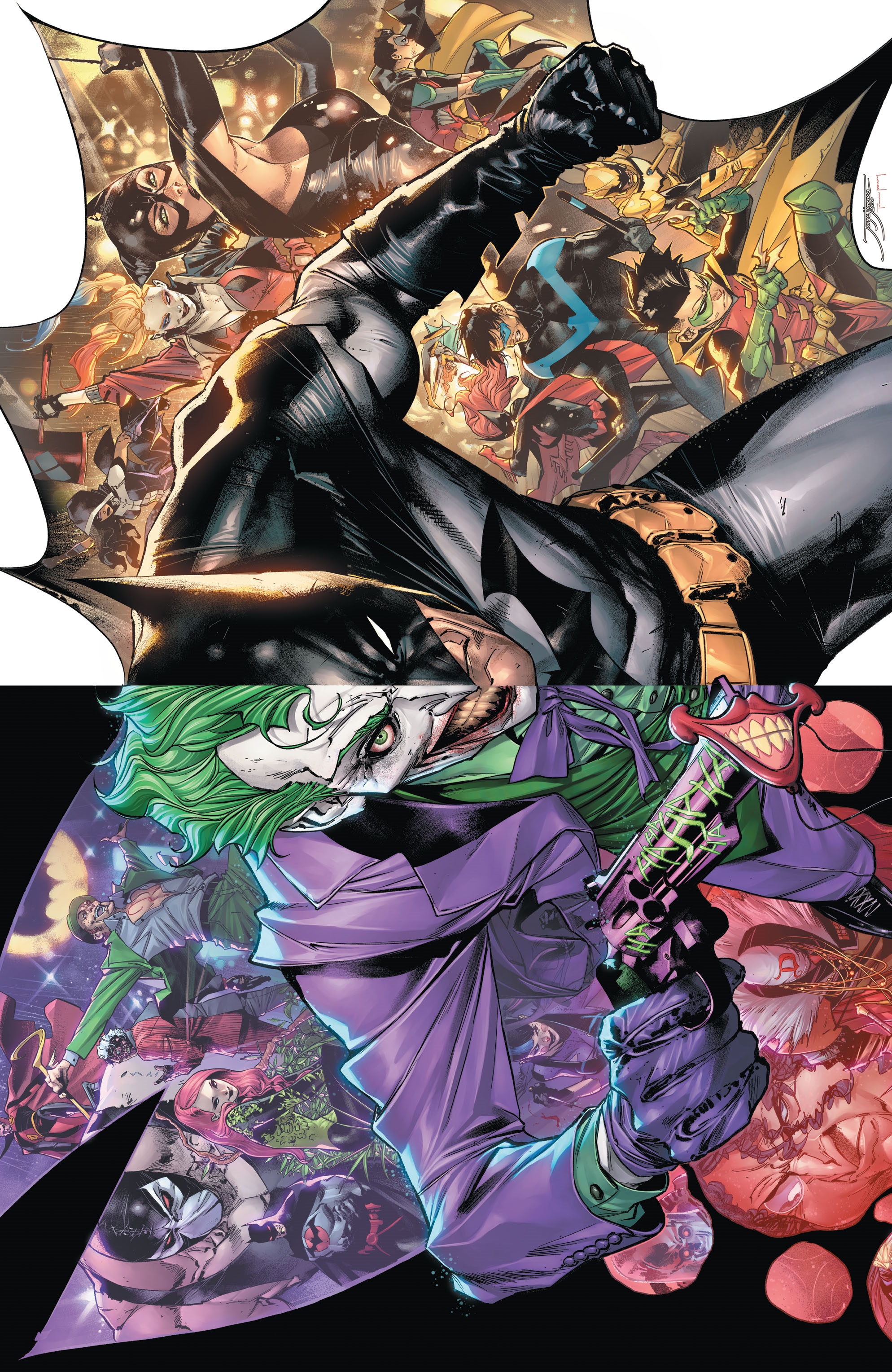 Batman and Joker with Gotham's heroes and villains HD Phone Wallpaper