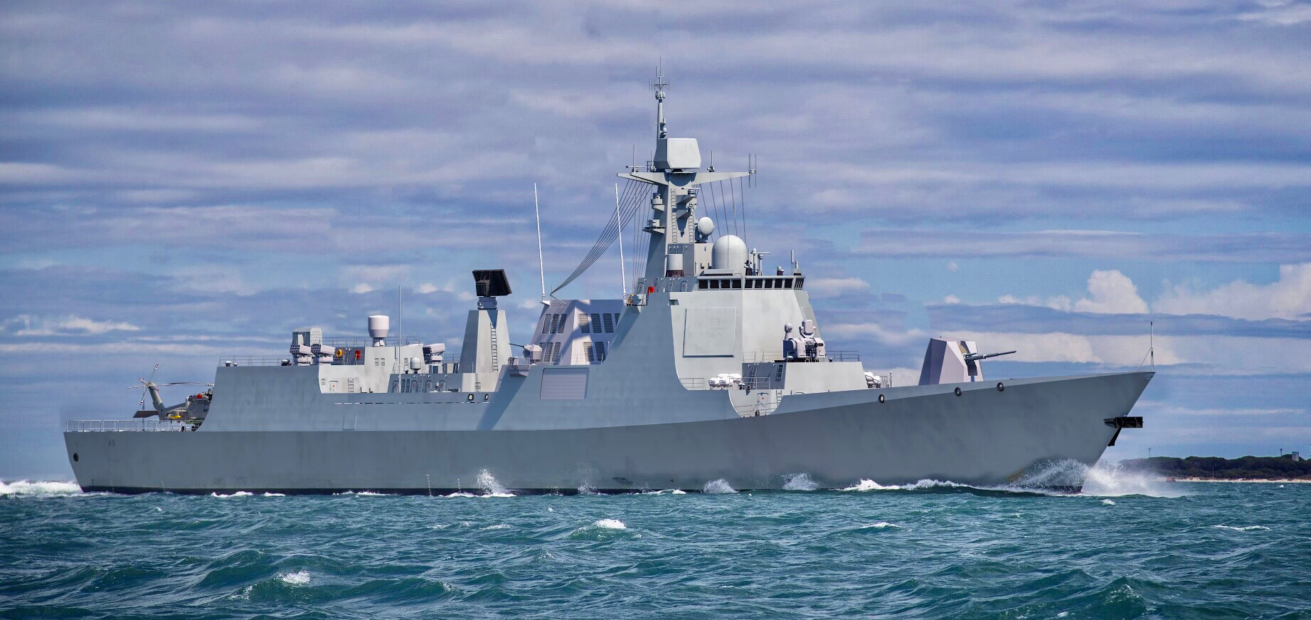 Chinese PLA Navy warship sailing on the sea HD Wallpaper