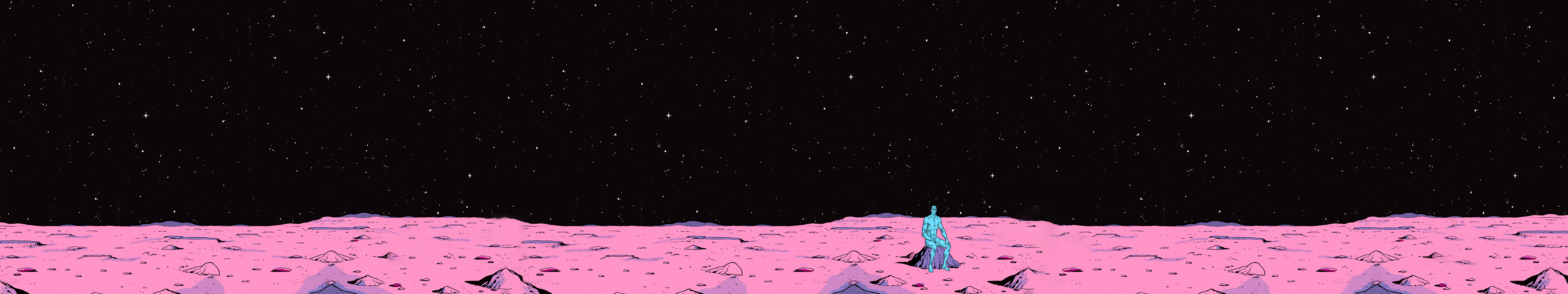 4K Ultrawide Dr. Manhattan on a pink planet HD Wallpaper