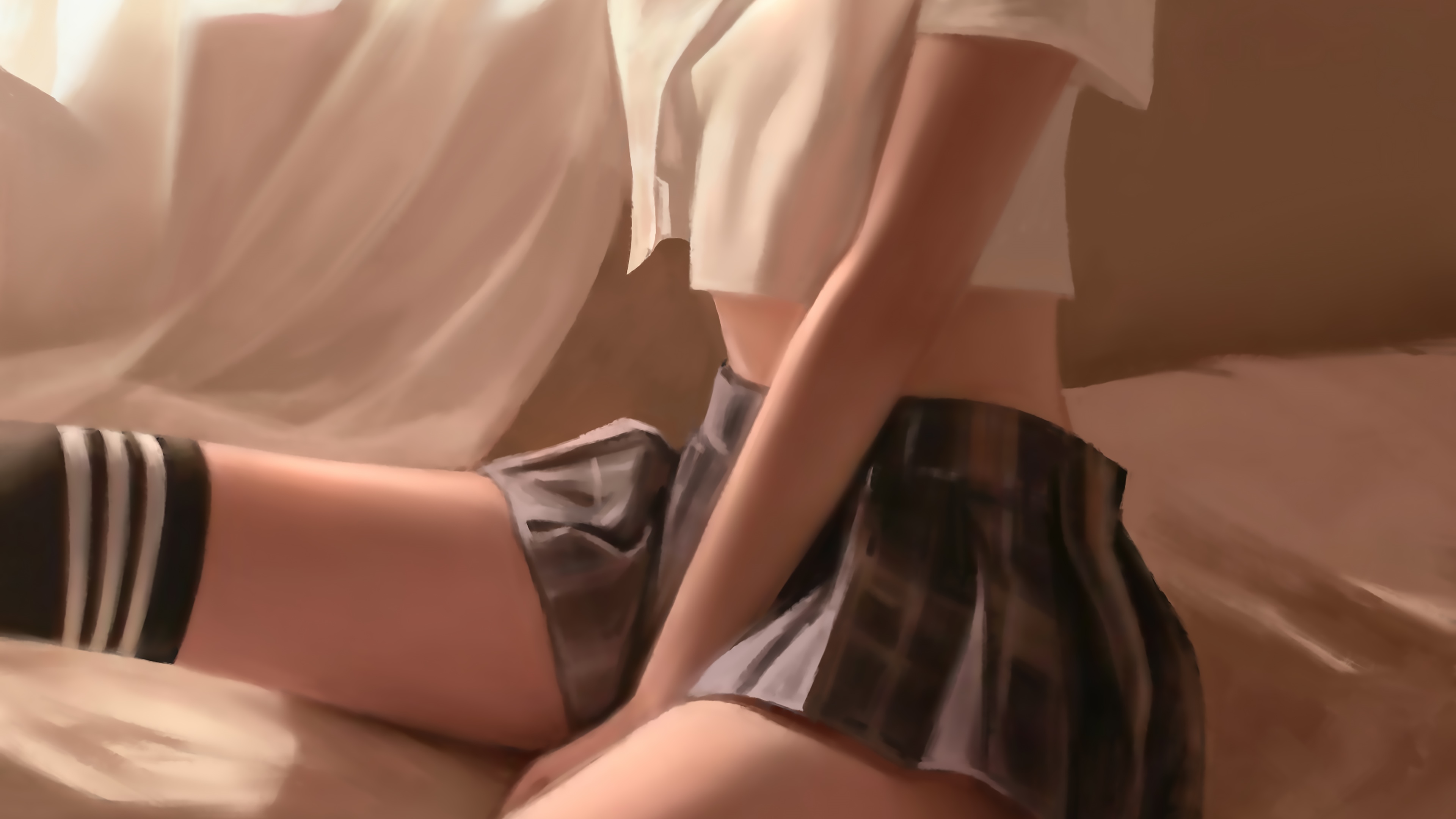 4K CGI girl in school uniform HD Wallpaper