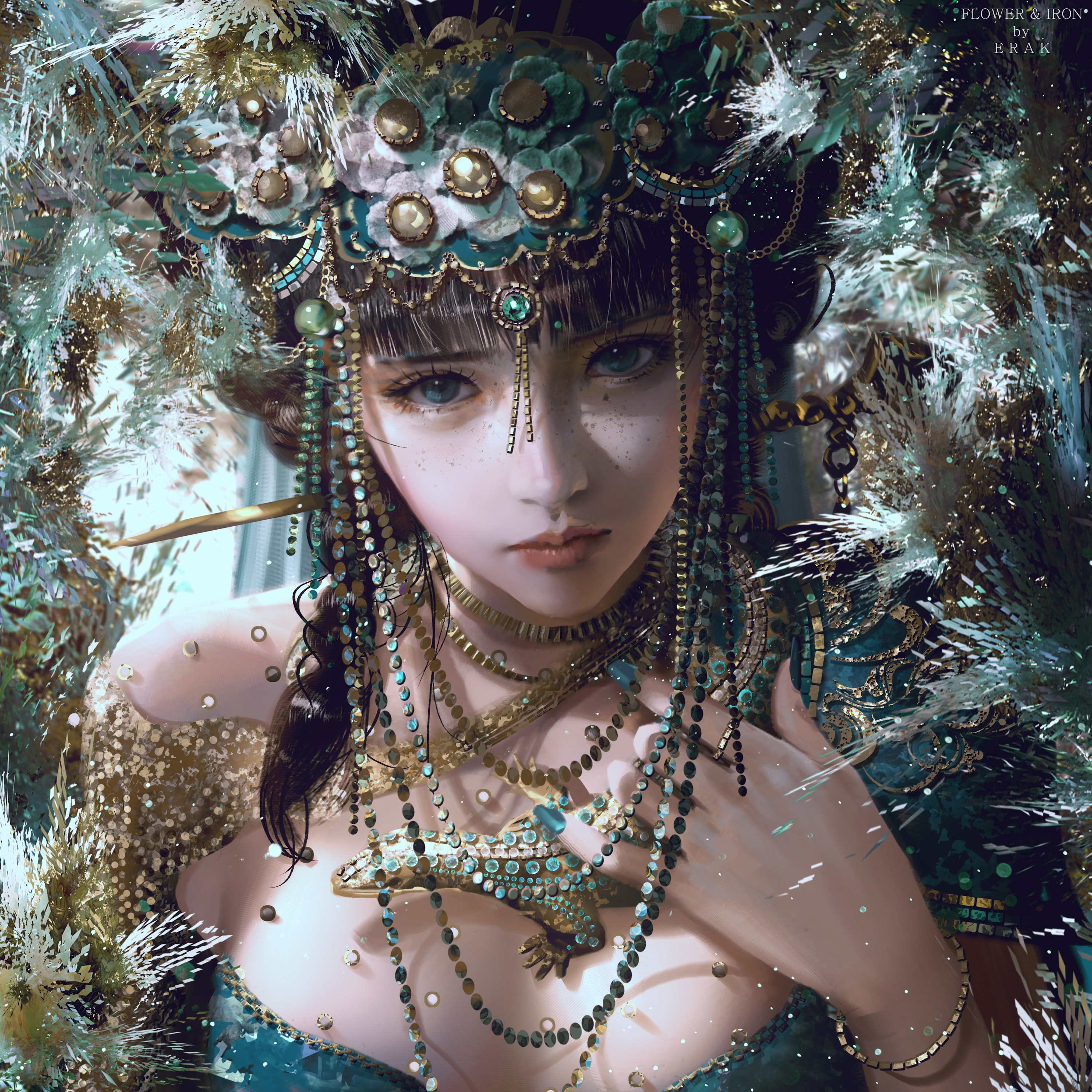 Fantasy girl with crown and jewelry by Erak HD Wallpaper