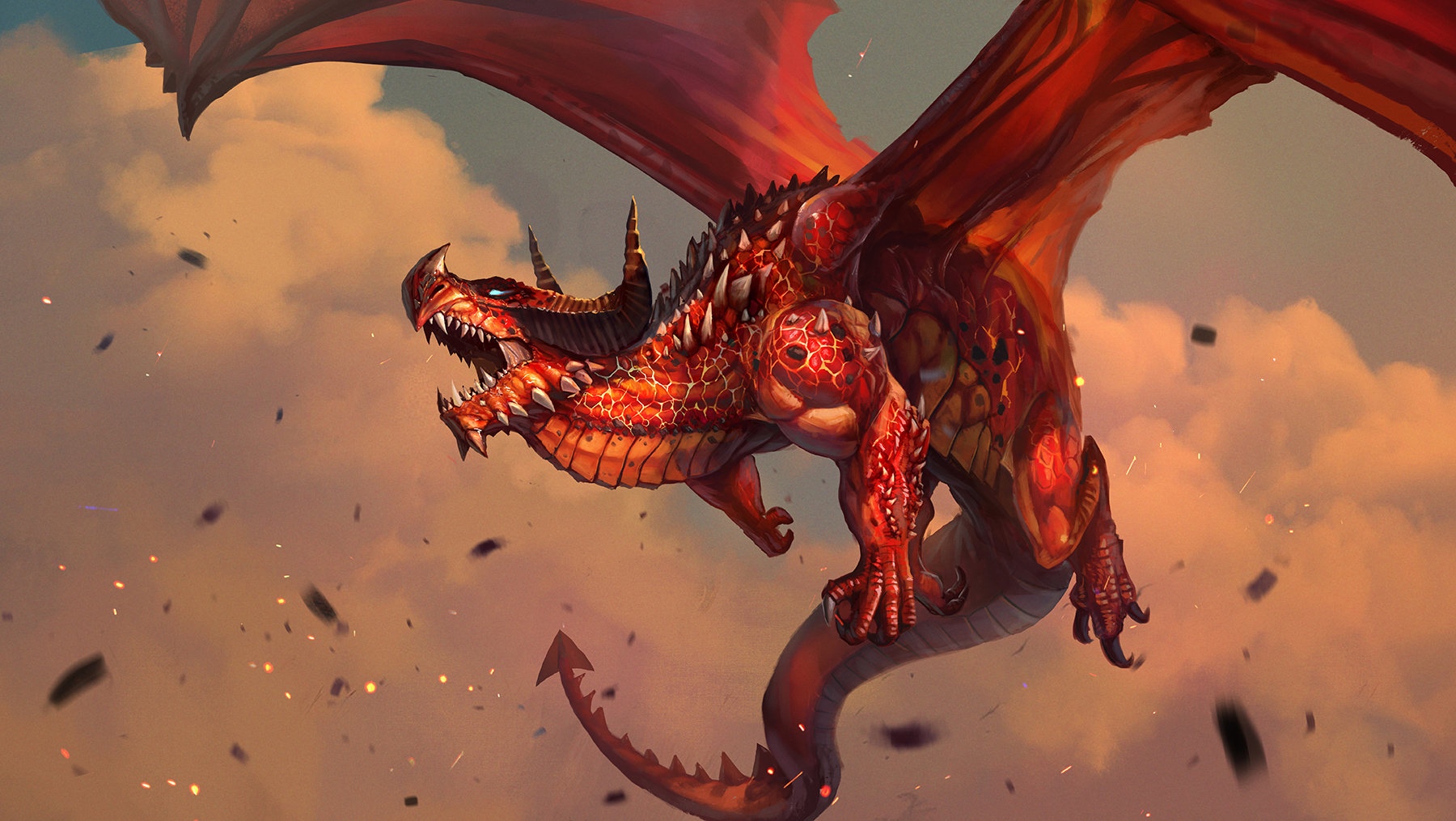 Red Dragon in the Sky HD Wallpaper
