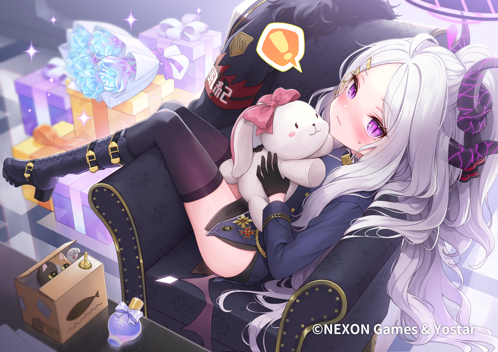Sorasaki Hina with a bunny plush and presents HD Wallpaper