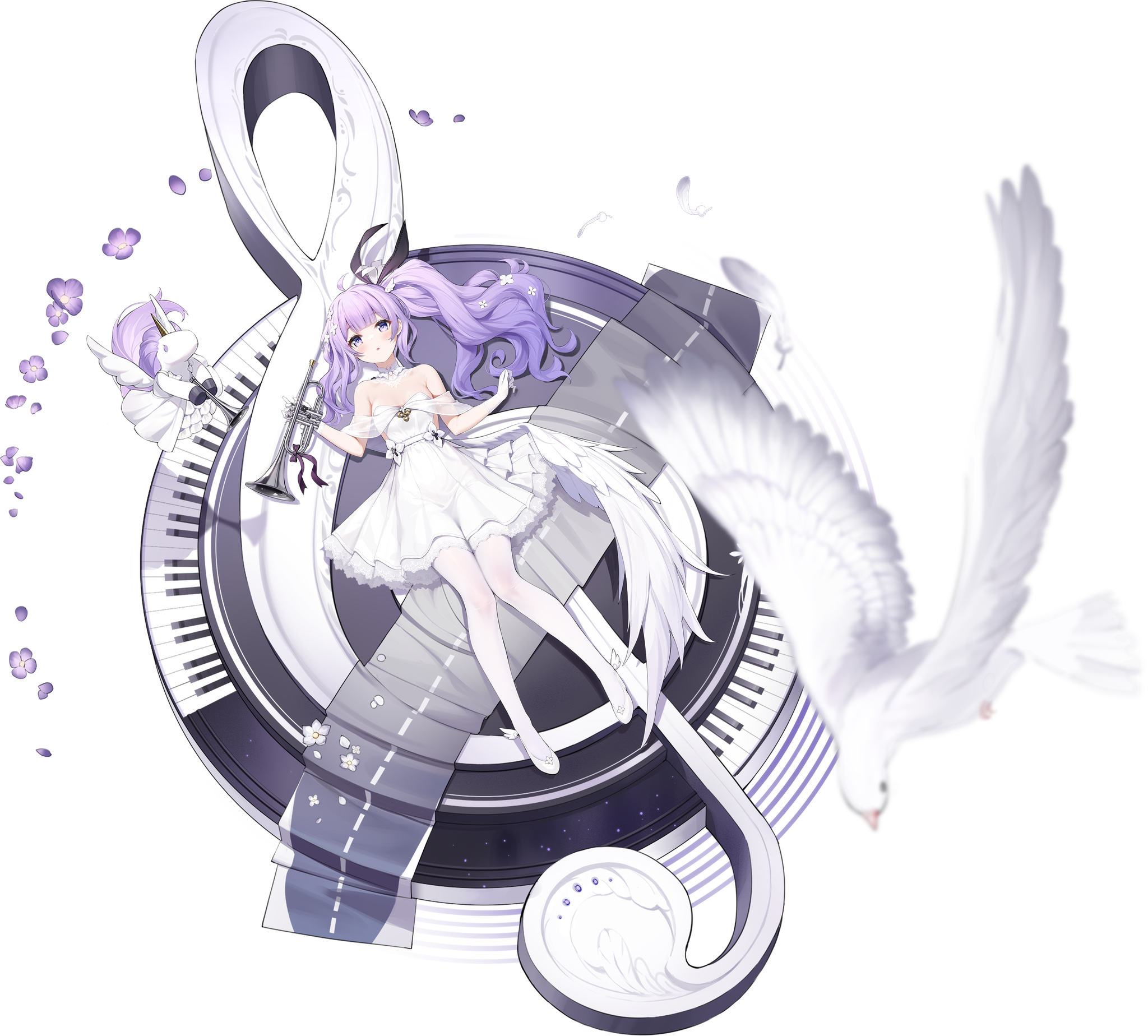 Azur Lane girl with trumpet and unicorn HD Wallpaper