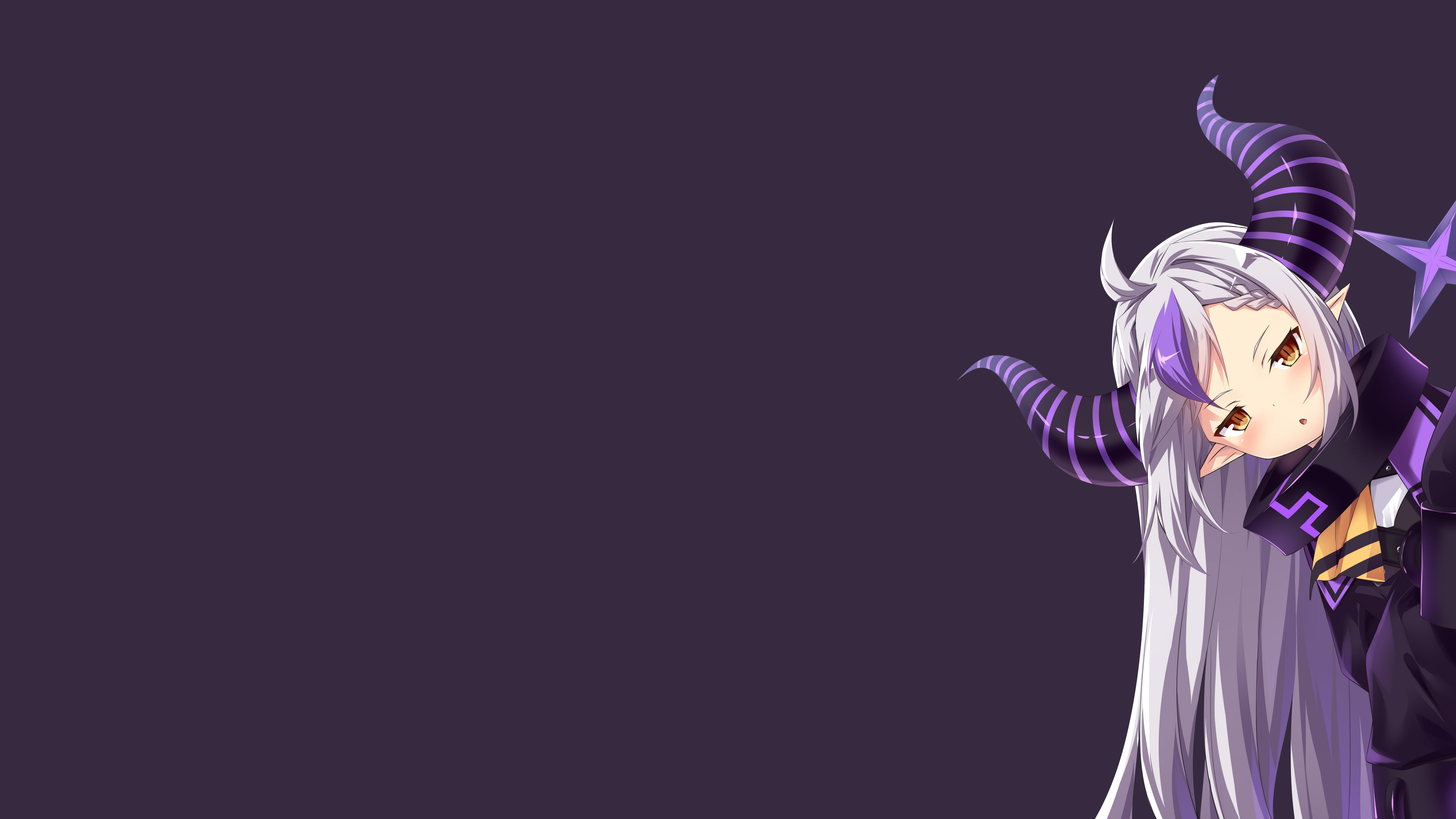 4K Laplus Darknesss with horns and purple background HD Wallpaper