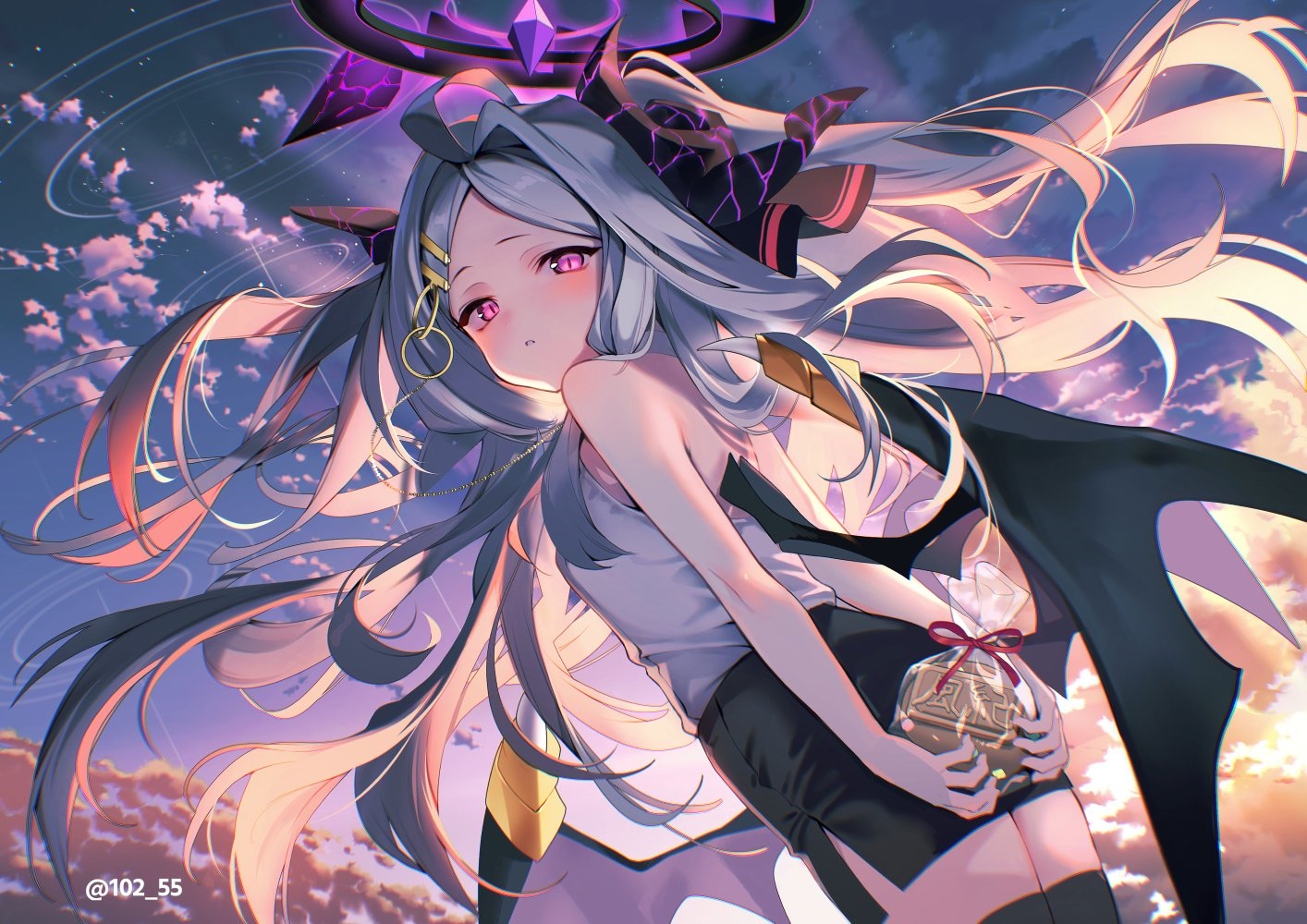 Sorasaki Hina with wings at sunset HD Wallpaper