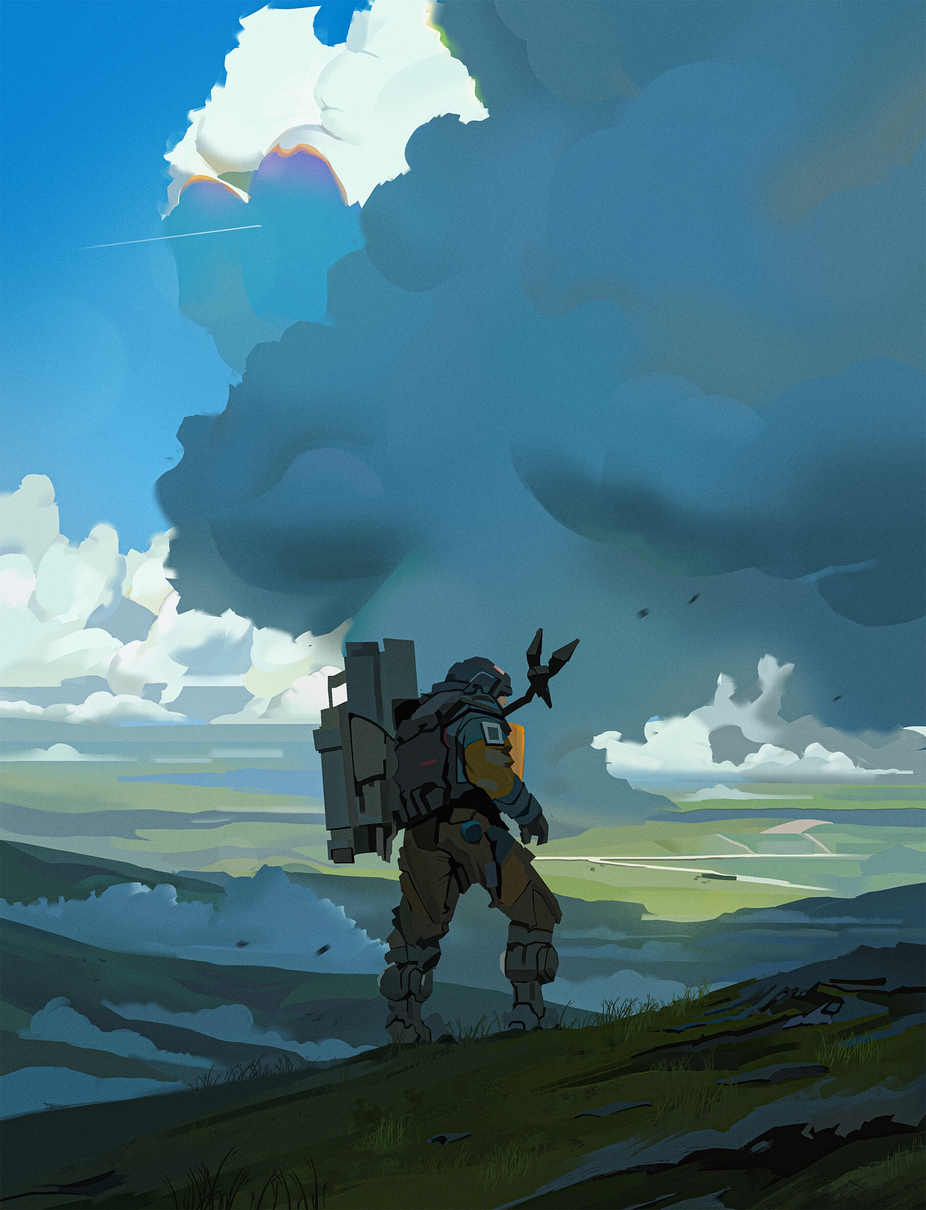 Fan art of a character from Death Stranding in a landscape HD Phone Wallpaper