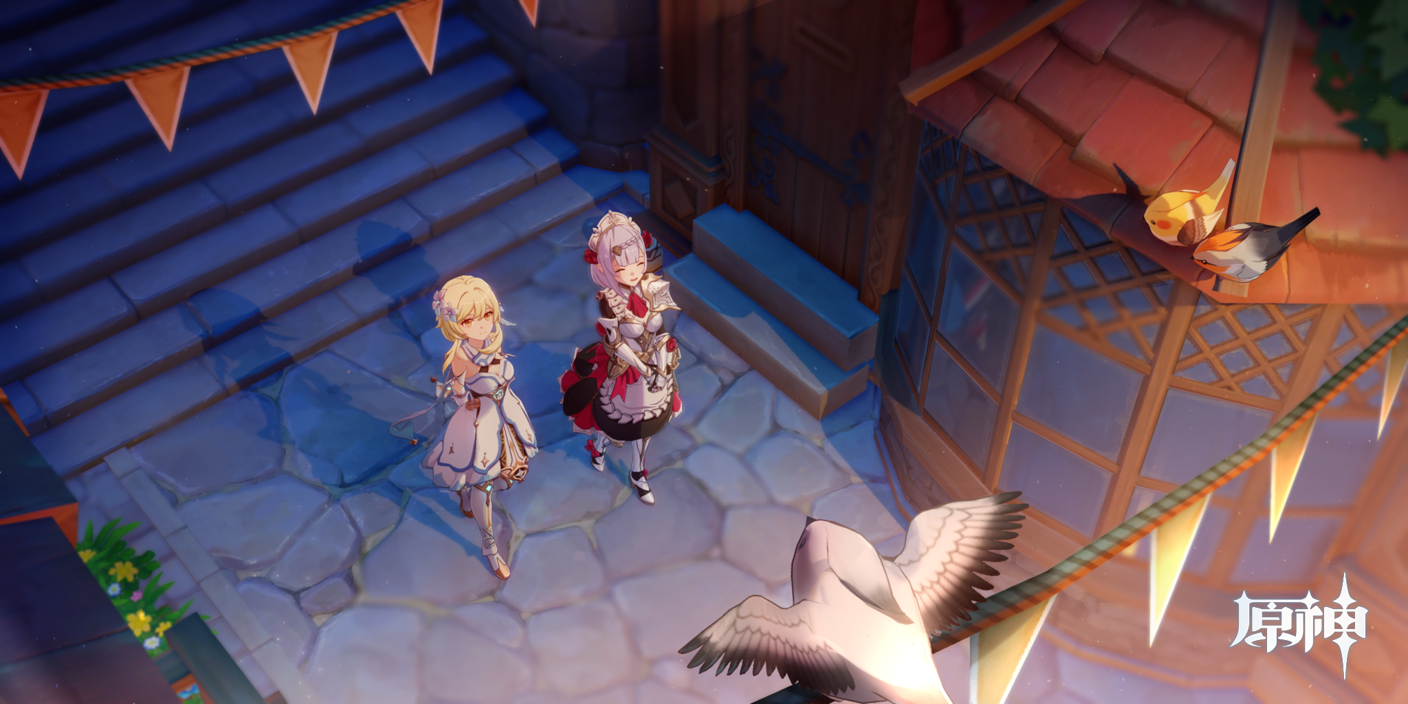 Lumine and Noelle in Genshin Impact HD Wallpaper