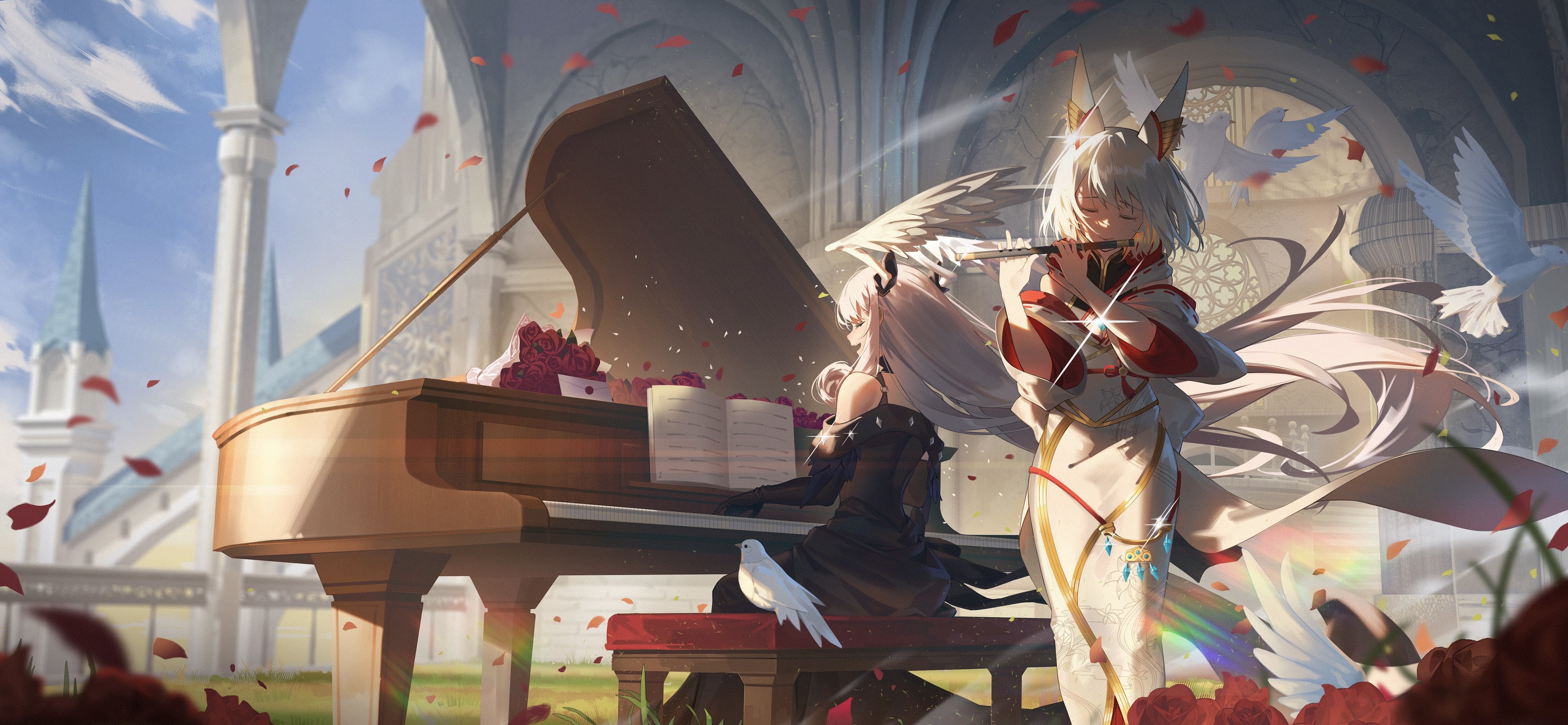 Xenoblade Chronicles 3 Mio and Melia Antiqua playing music HD Wallpaper
