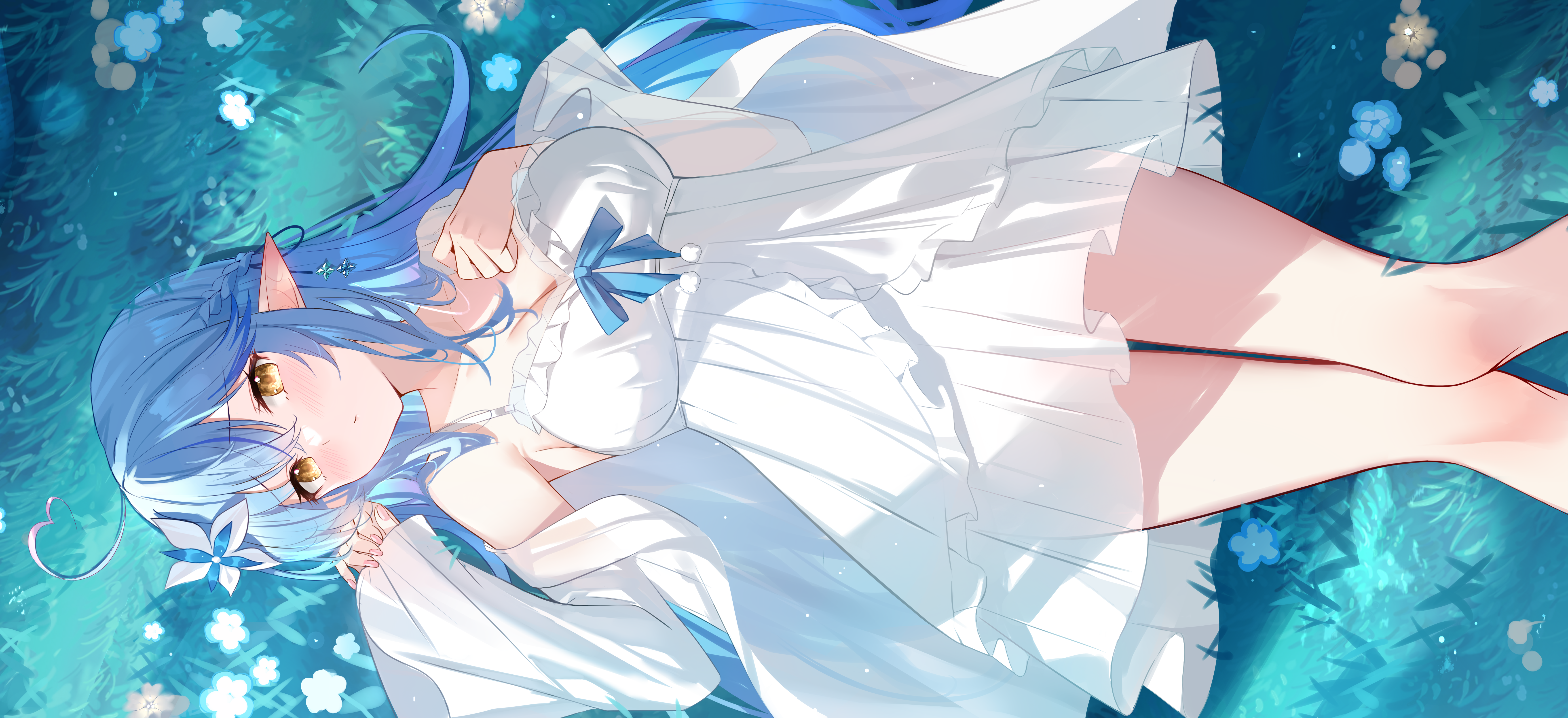 4K Yukihana Lamy with Blue Hair and Yellow Eyes HD Wallpaper