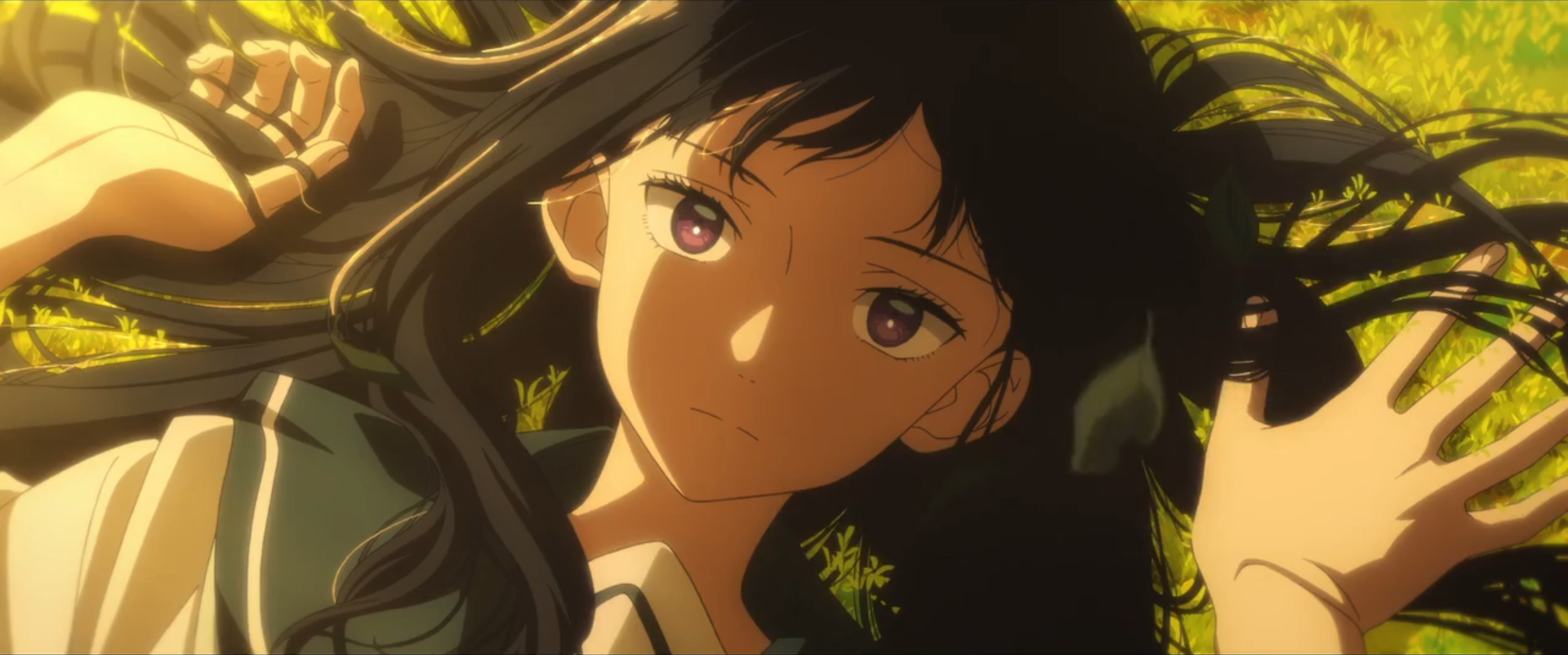 Sayonara no Deguchi: Girl lying on grass HD Wallpaper