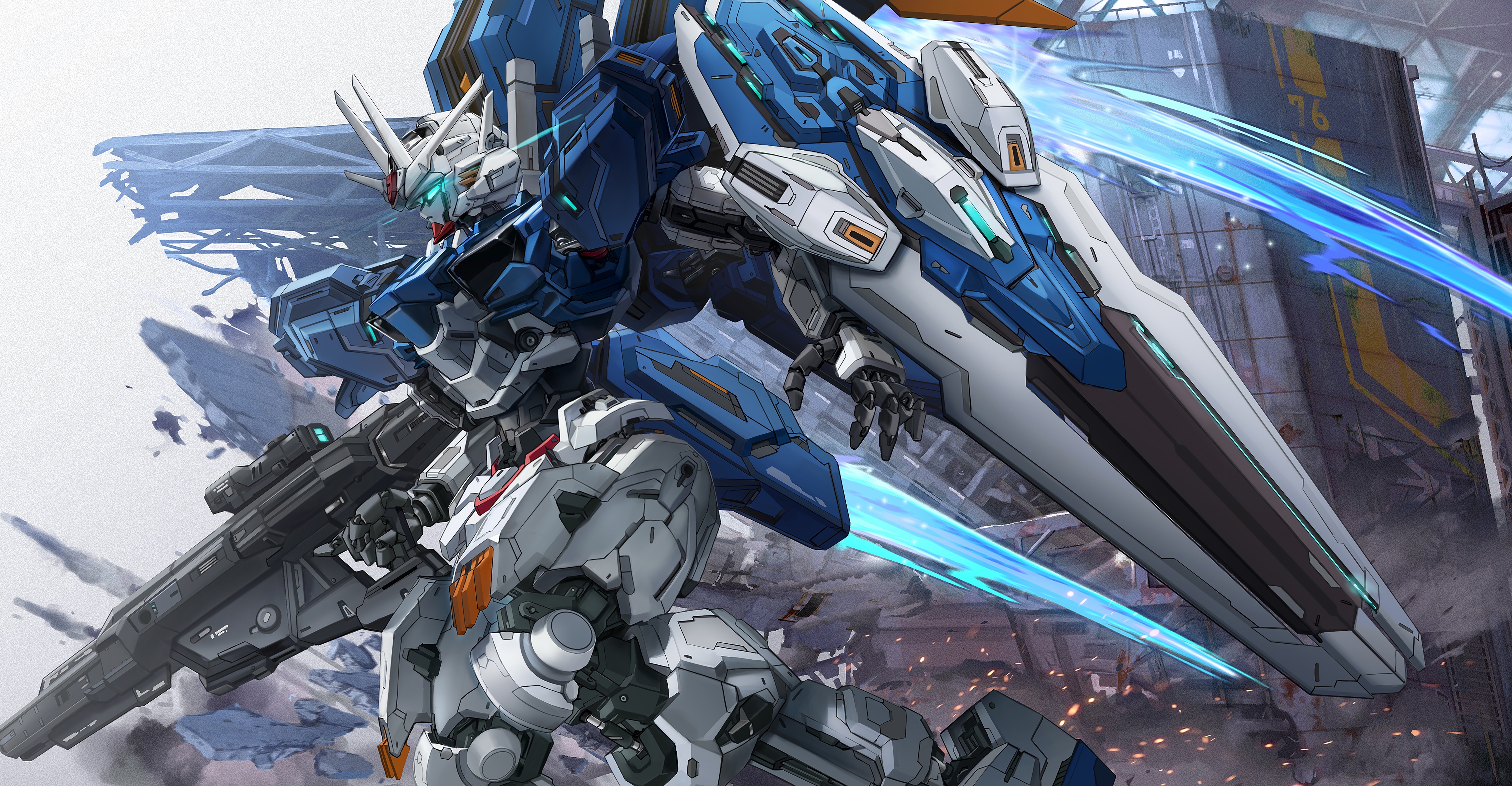 Gundam Aerial in a battle scene HD Wallpaper