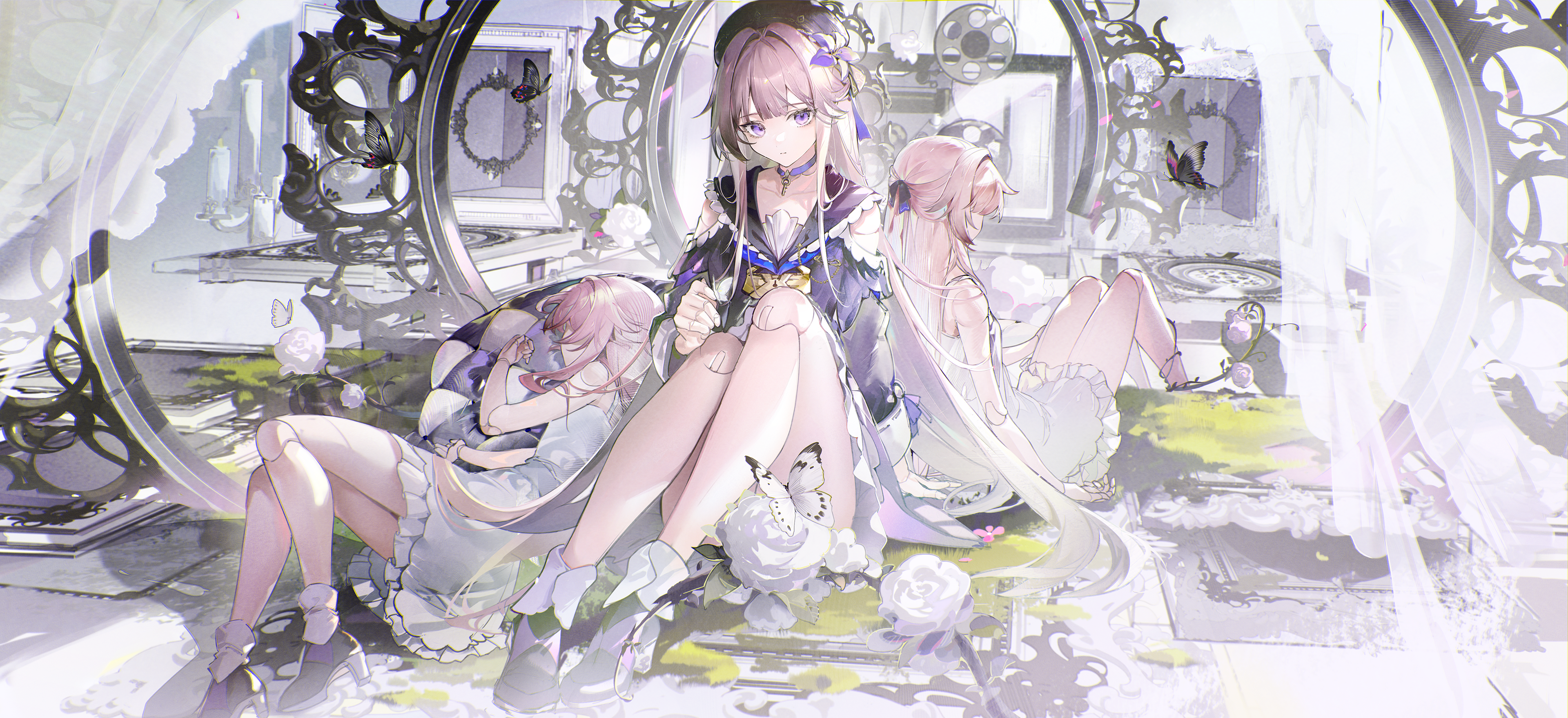 4K Honkai: Star Rail Herta with butterflies and flowers HD Wallpaper