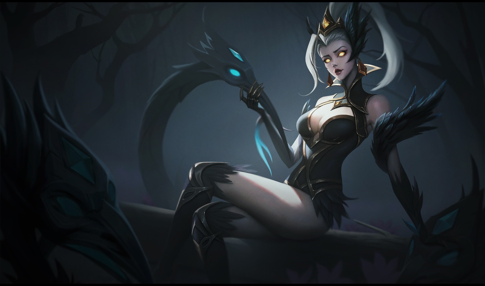 Zyra from League of Legends with a dragon companion HD Wallpaper