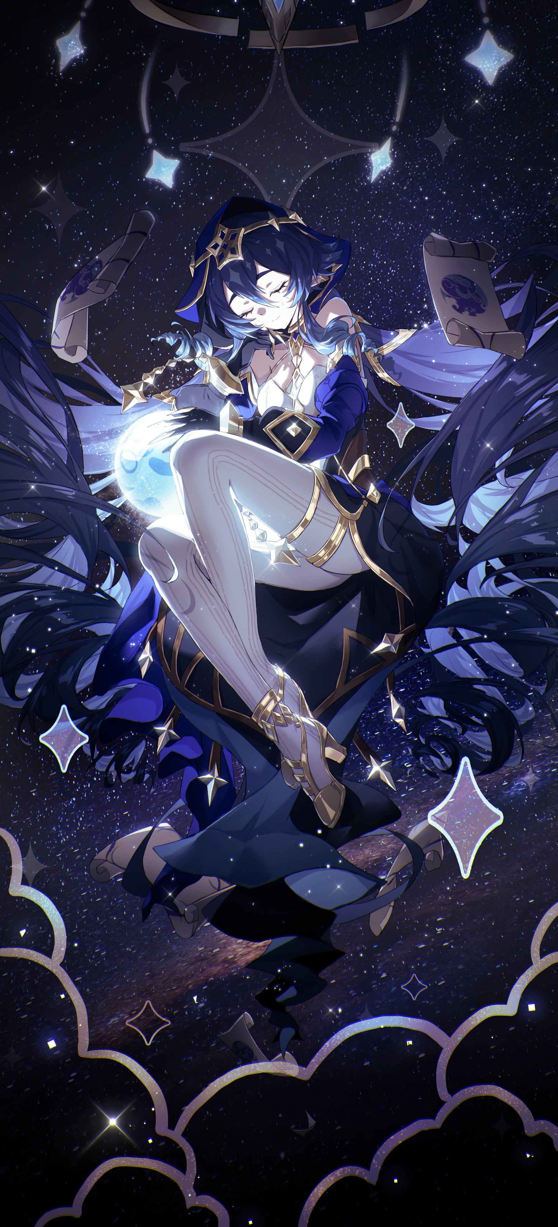 Layla from Genshin Impact holding a glowing orb HD Phone Wallpaper