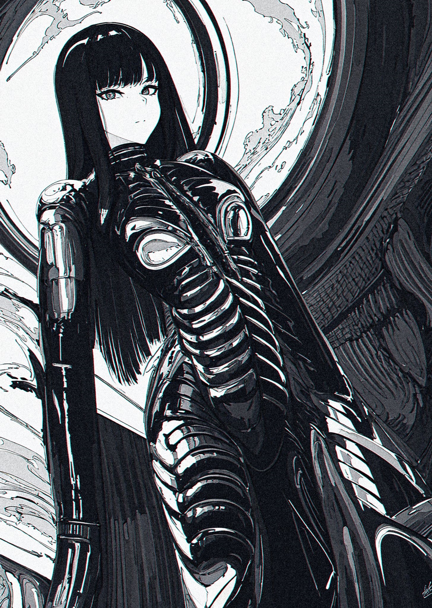 Monochrome Xenotrip character in a sleek suit HD Phone Wallpaper