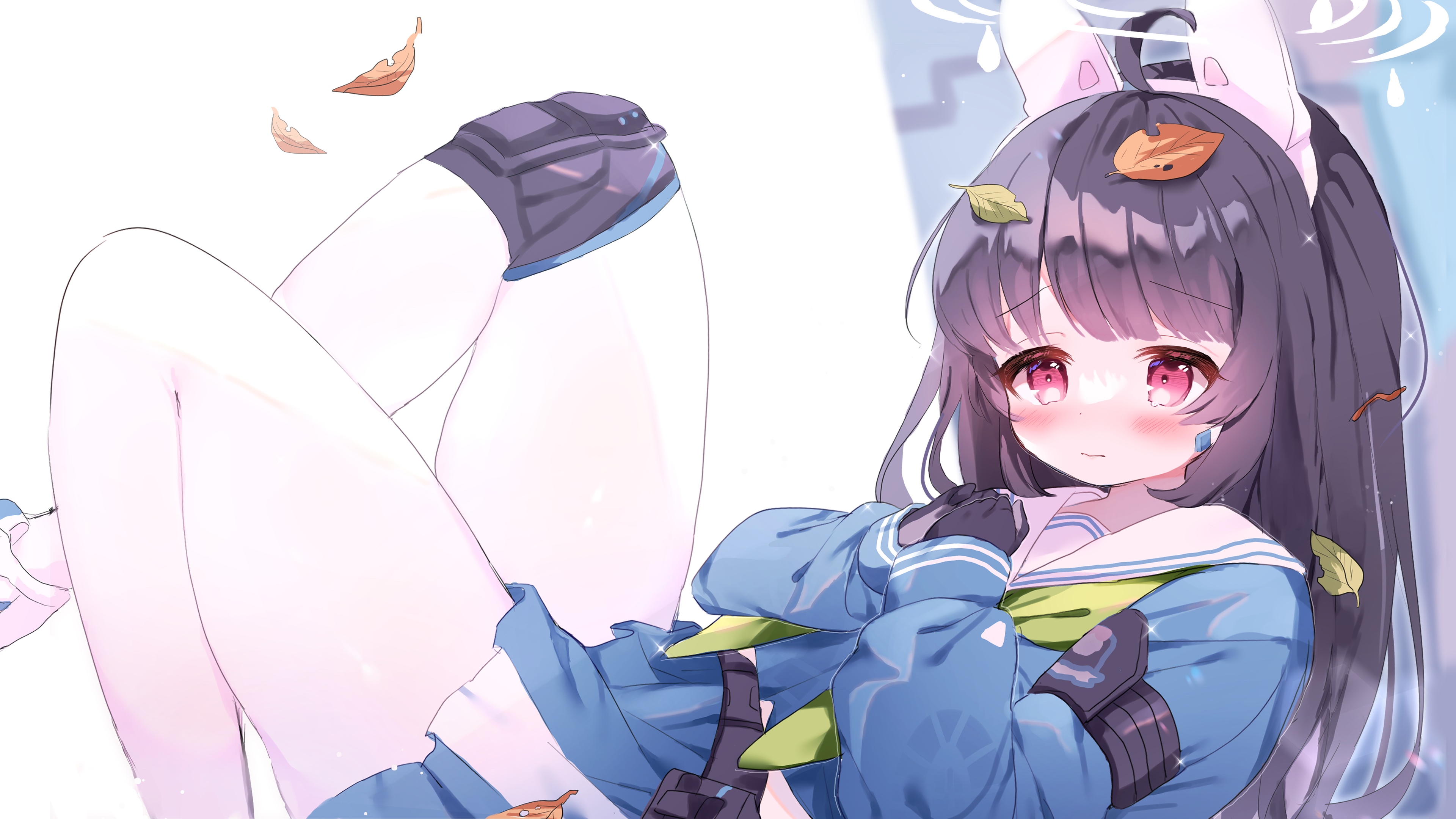 Miyu Kasumizawa from Blue Archive with leaves HD Wallpaper