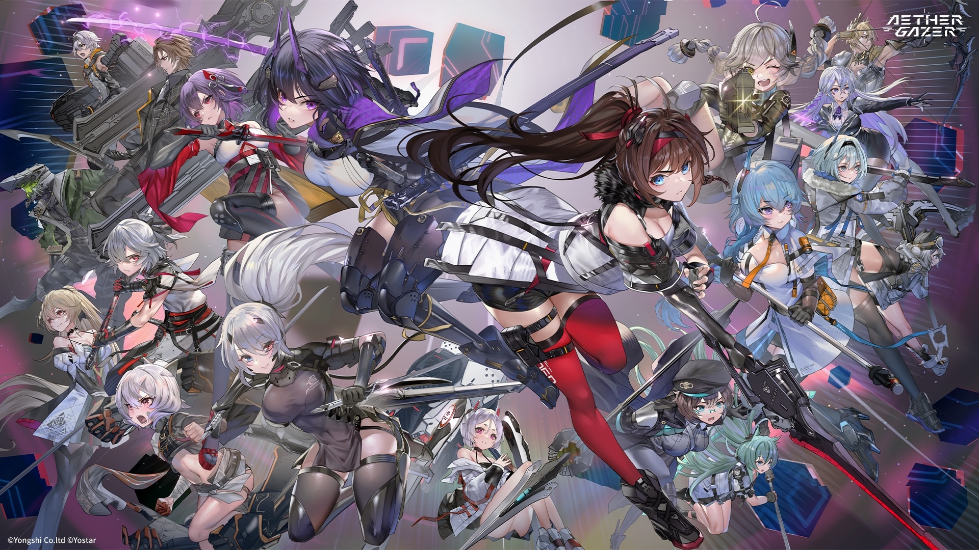 Aether Gazer characters with weapons HD Wallpaper