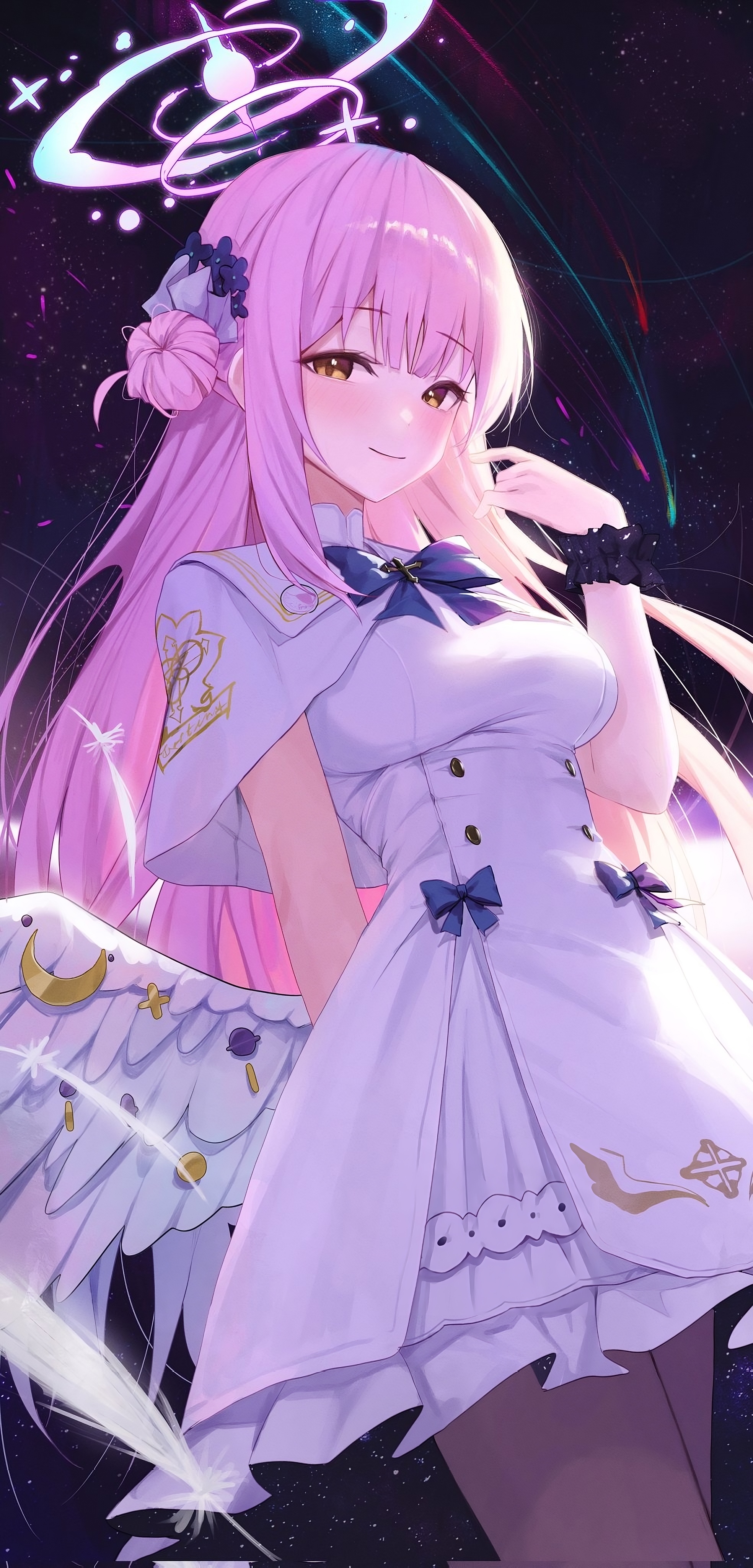 Misono Mika from Blue Archive with Pink Hair and Wings HD Phone Wallpaper