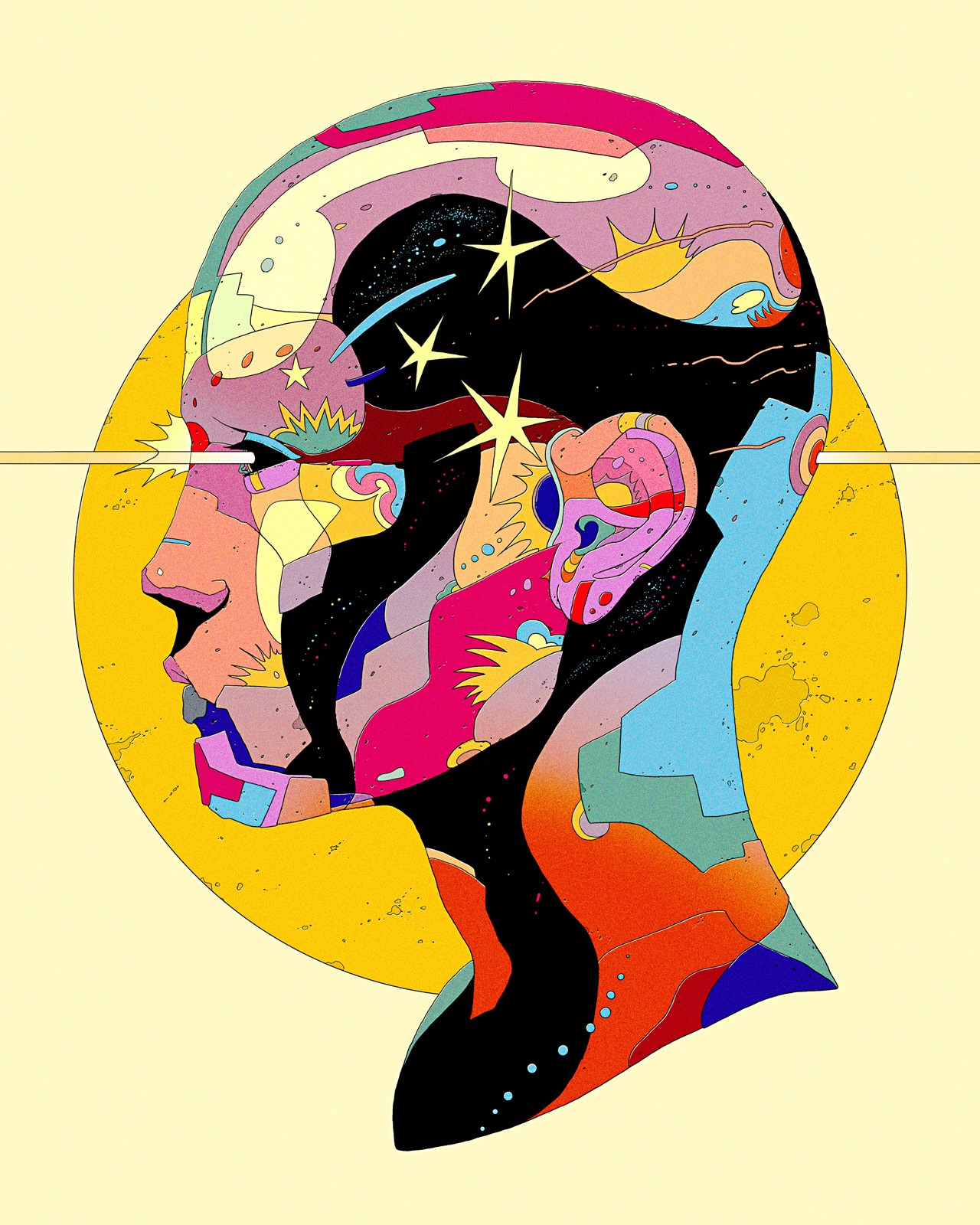 Abstract colorful face with stars by Maciek Wolanski HD Phone Wallpaper
