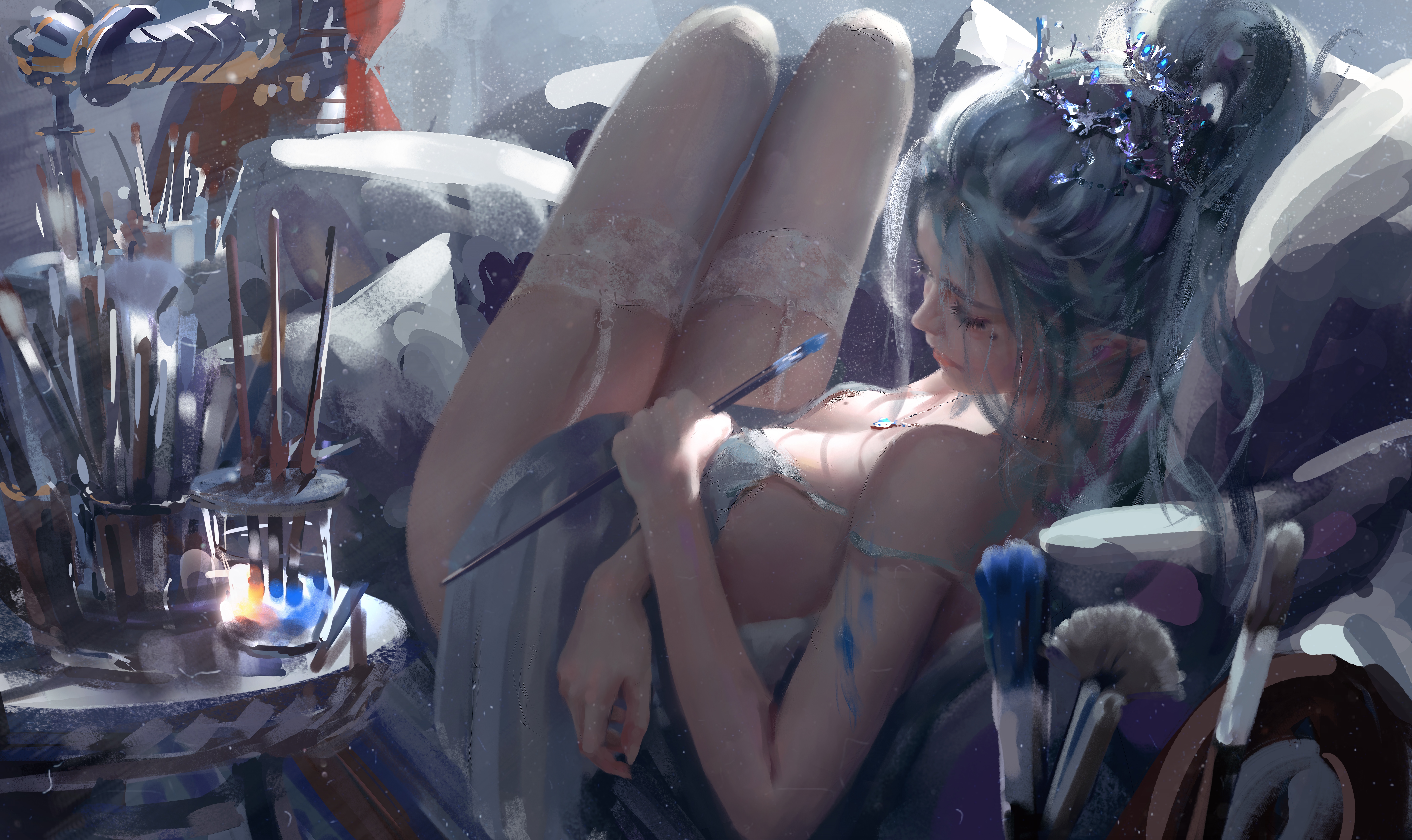4K WLOP Ghostblade painting with armor and sword HD Wallpaper