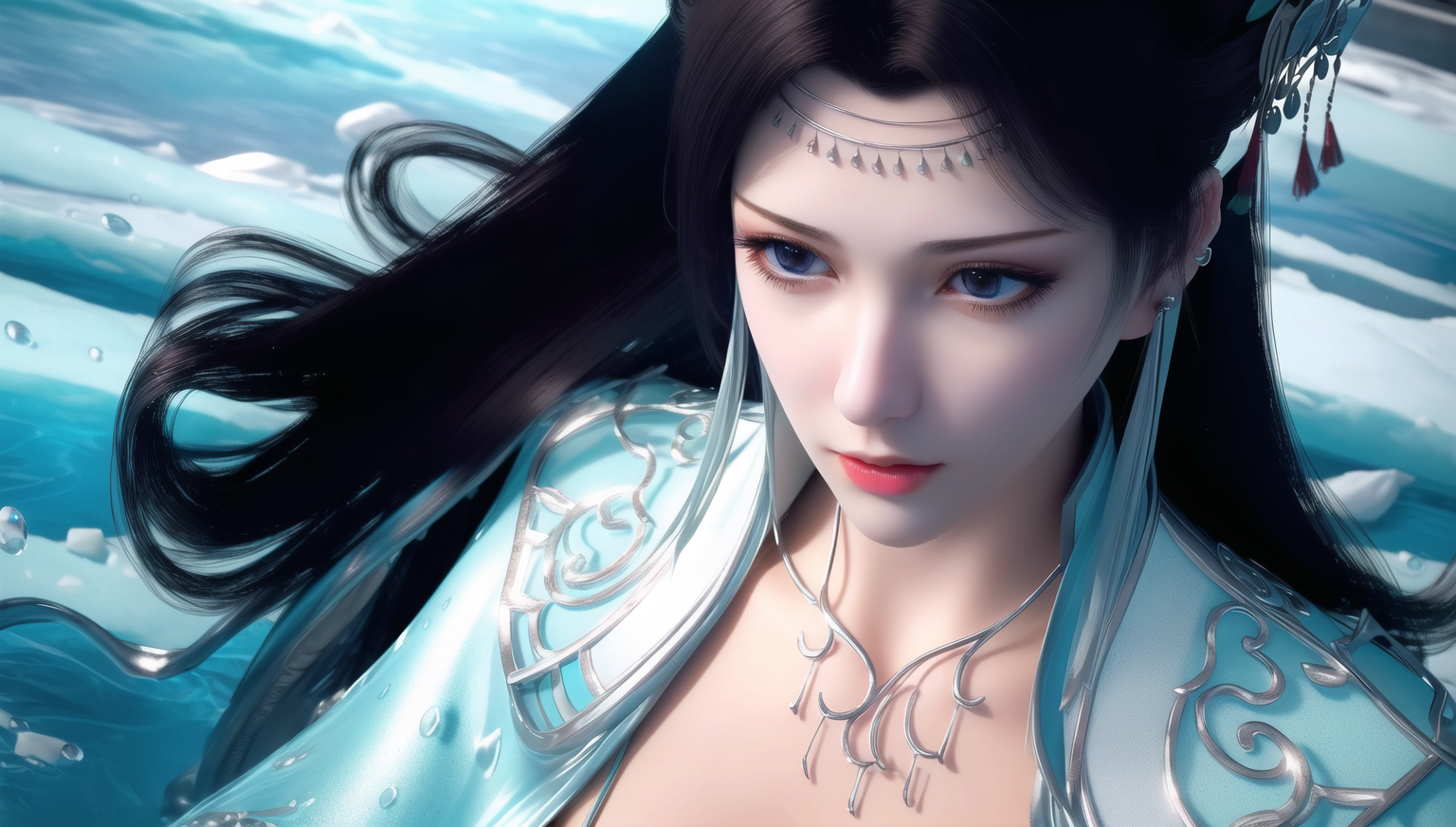 Yao Lao from Dou Po Cang Qiong in icy waters HD Wallpaper