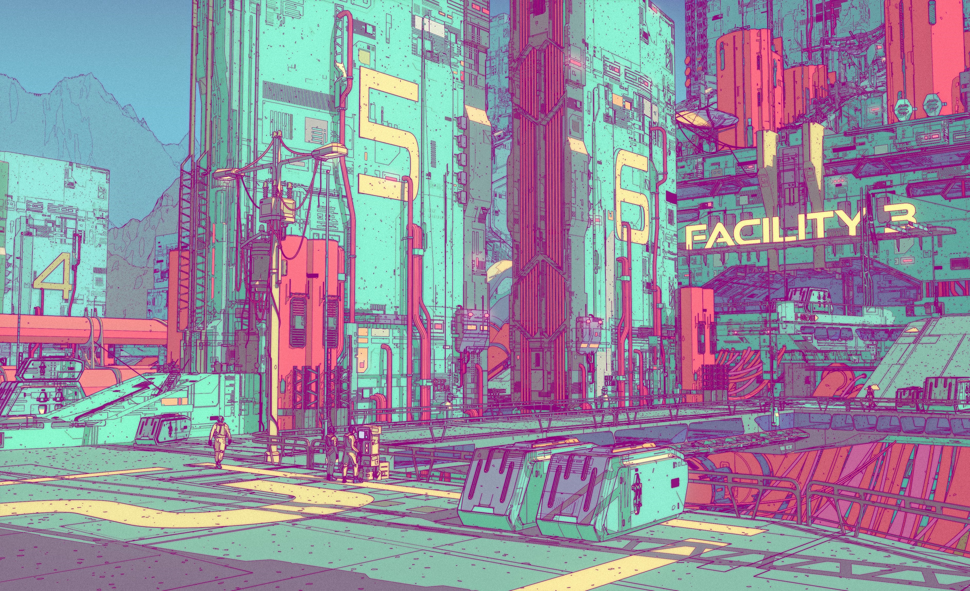 Calder Moore's futuristic city with facilities HD Wallpaper