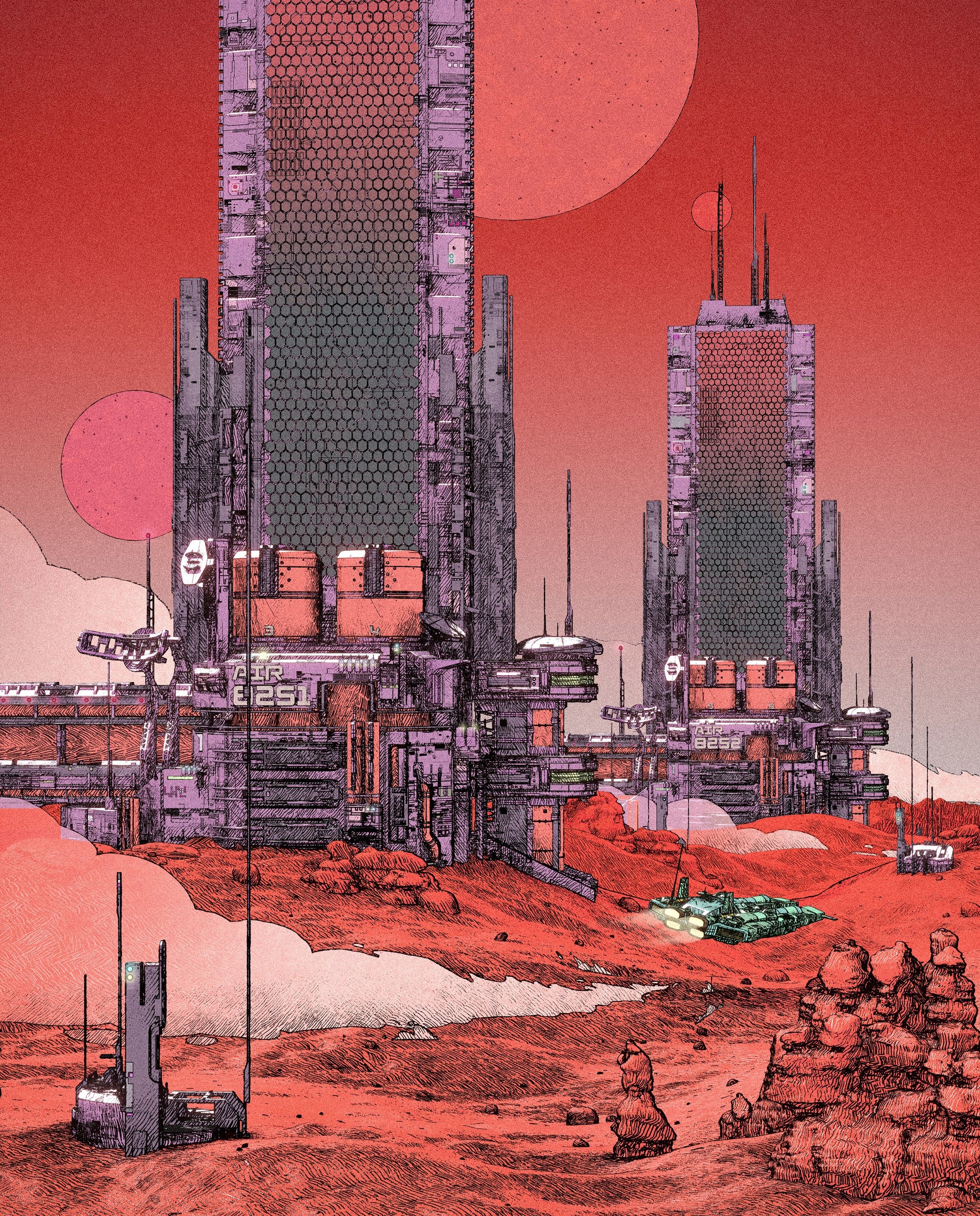 Calder Moore Science Fiction Cityscape on Mars HD Phone Wallpaper