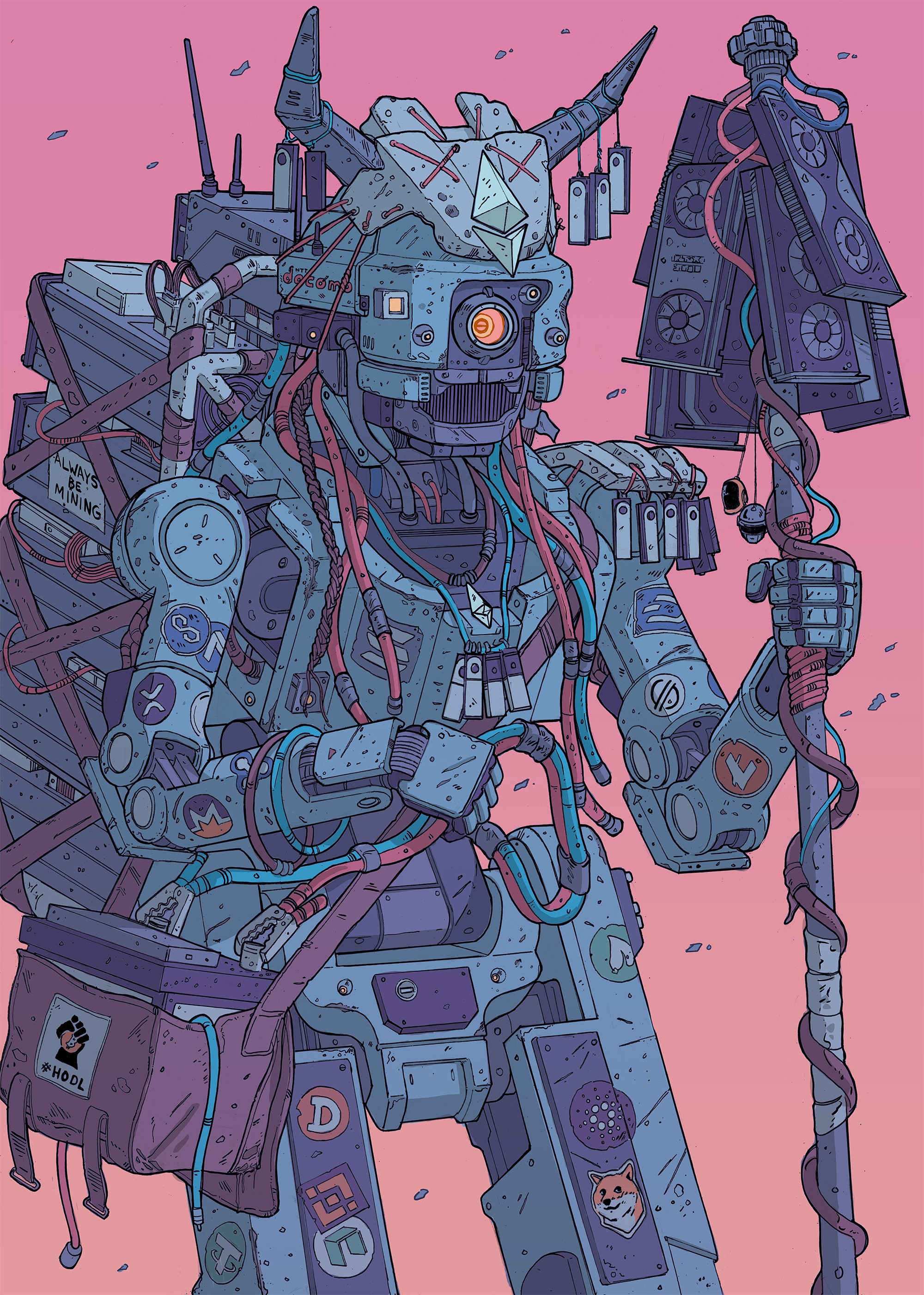 Cyberpunk Robotic Character Design by Calder Moore HD Phone Wallpaper