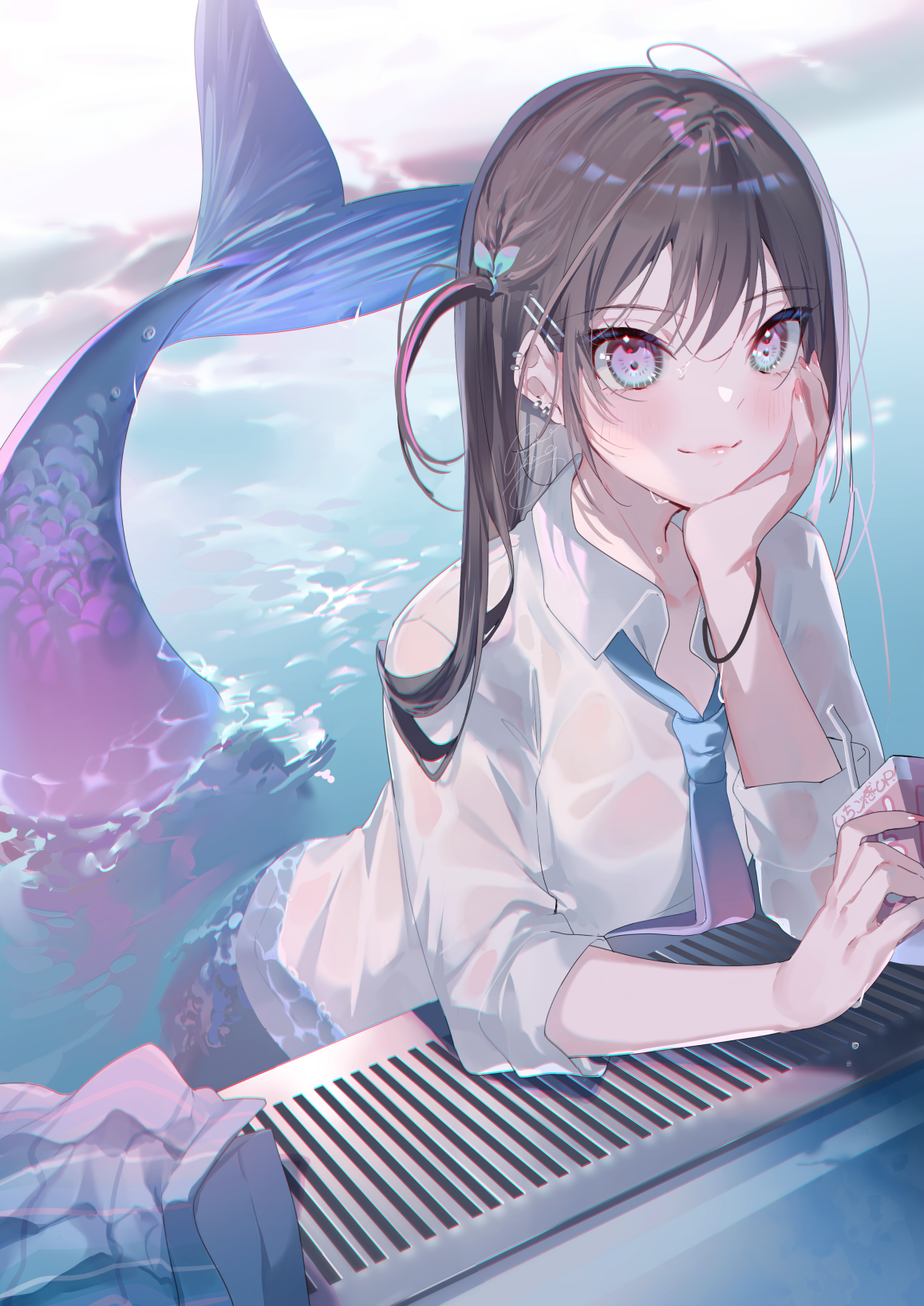 school uniform schoolgirl smiling water wet body tie HD Phone Wallpaper