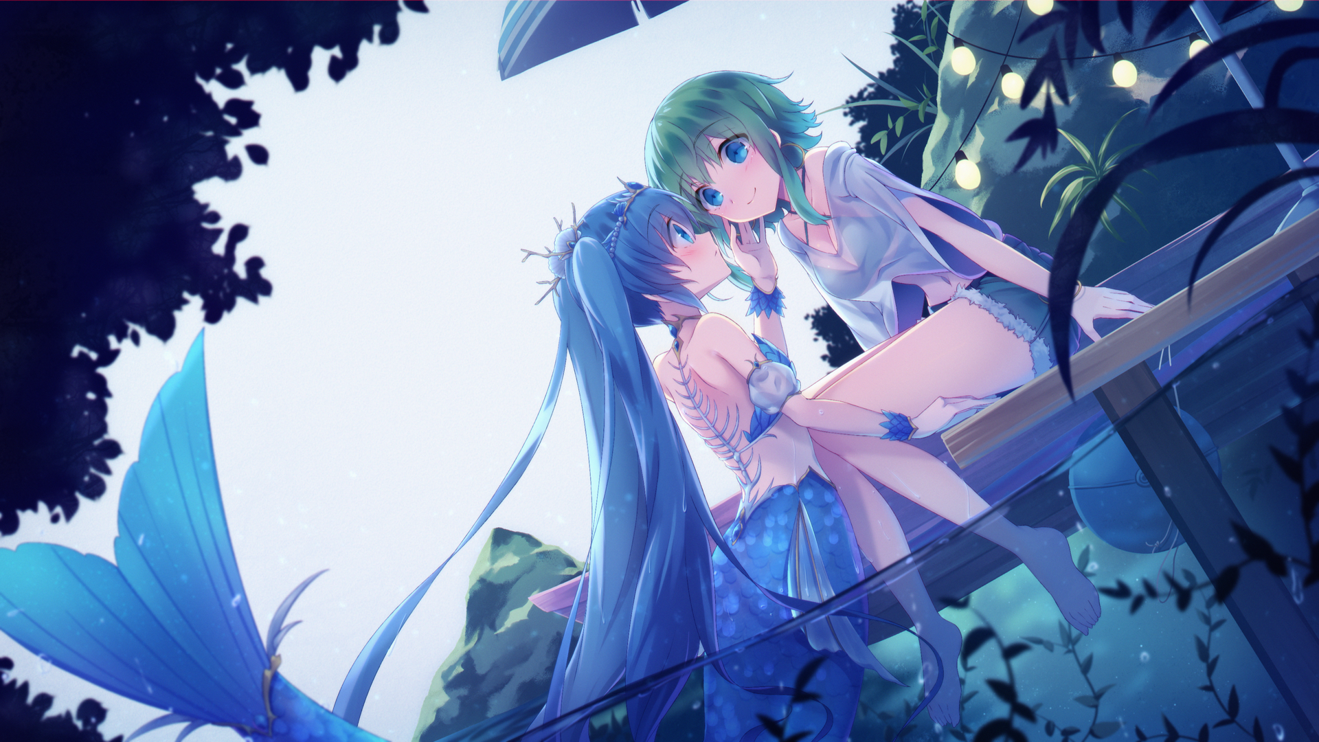Hatsune Miku and Megpoid Gumi as mermaids HD Wallpaper