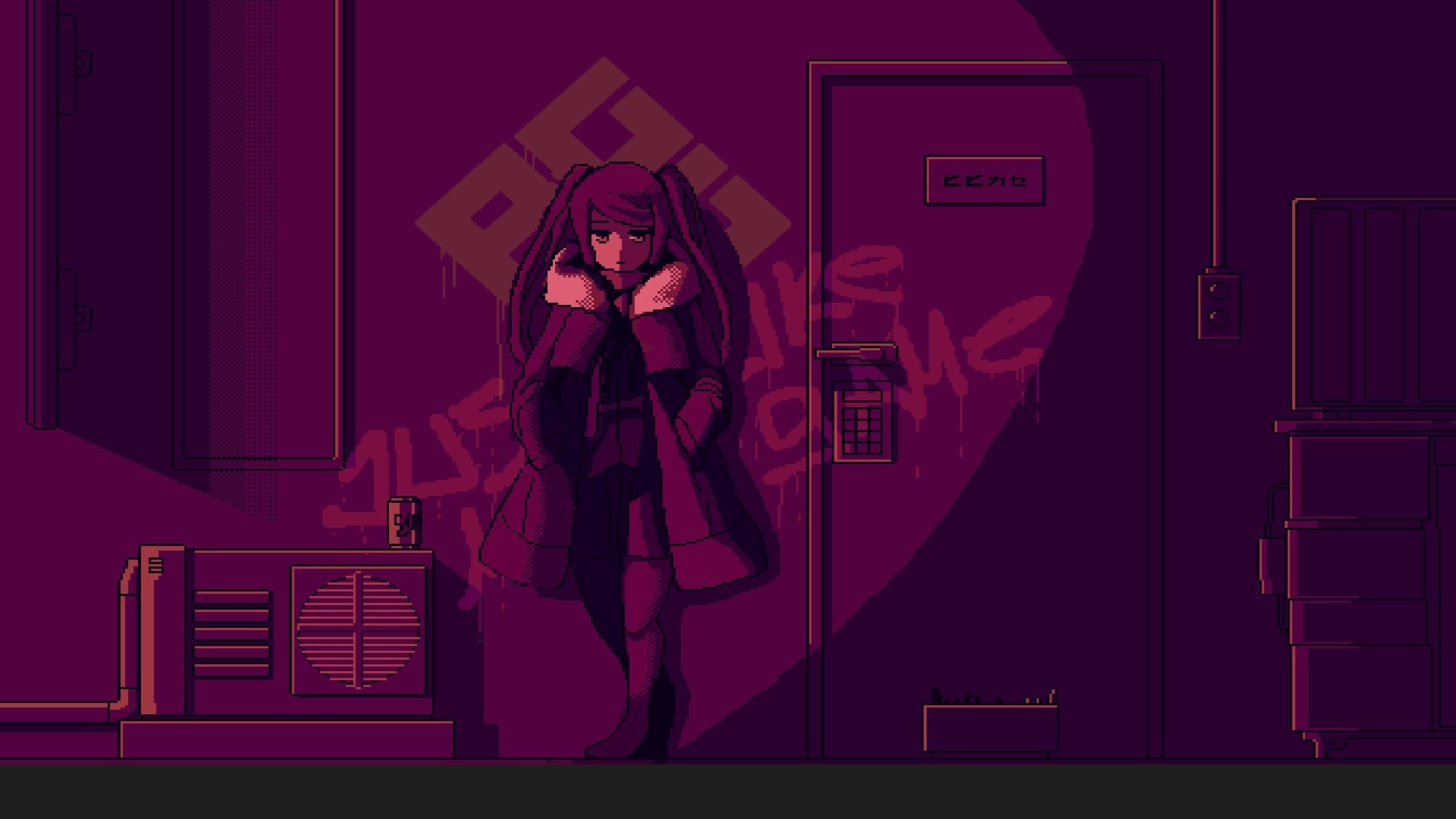 Jill Stingray in a cyberpunk alleyway with graffiti HD Wallpaper