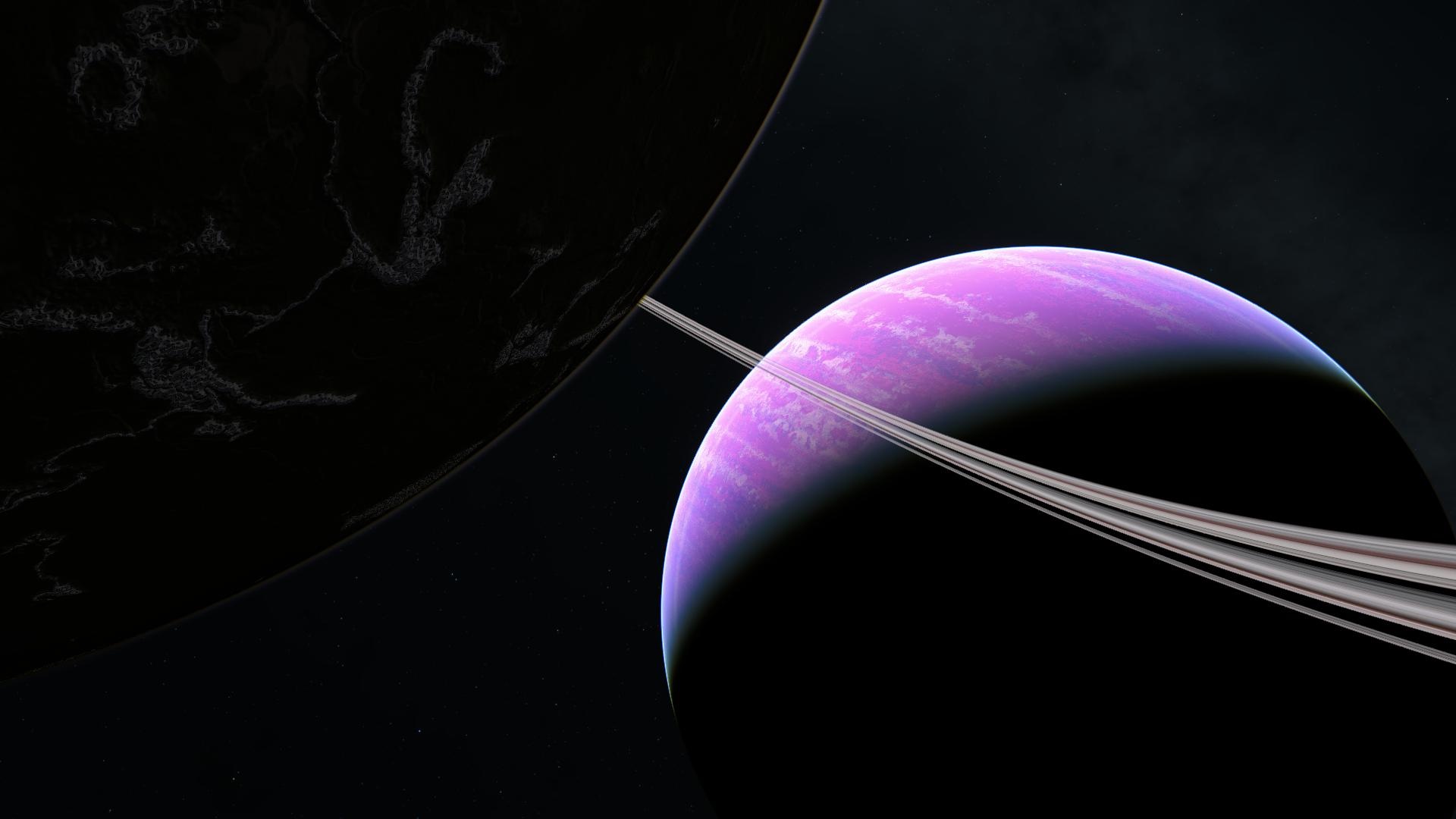 Two planets with rings in space HD Wallpaper