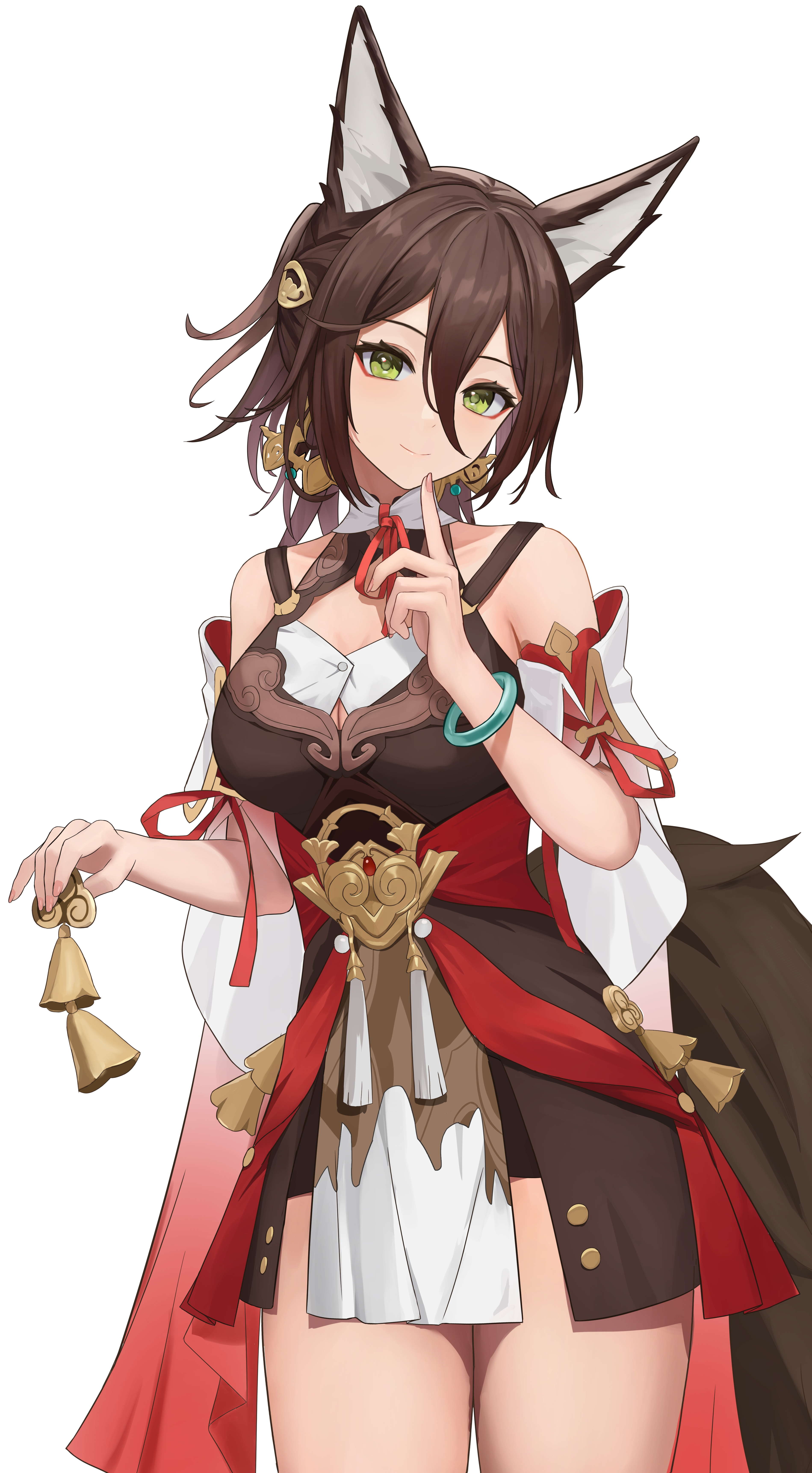 Tingyun from Honkai: Star Rail with fox ears and tail HD Phone Wallpaper
